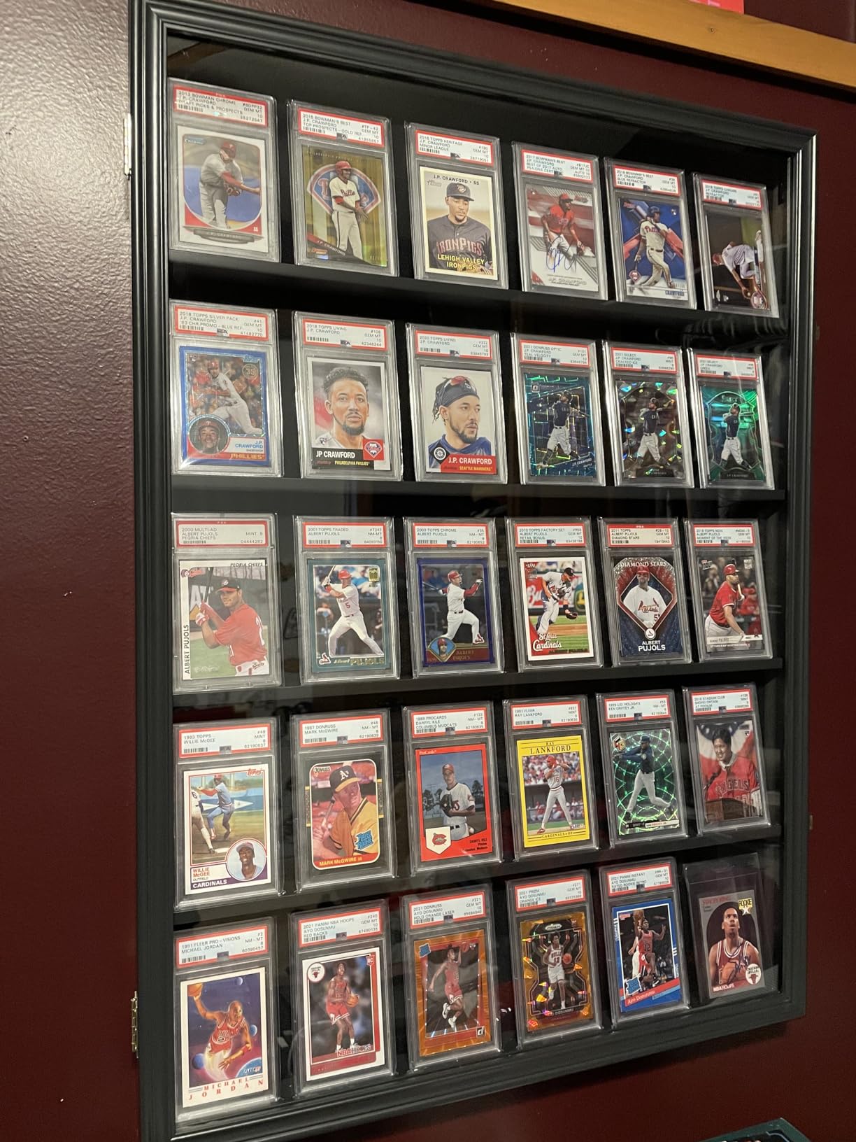 DisplayGifts PRO-Collector's 35 Graded Sports Card Display Case, for Football, Baseball, Basketball, Hockey Cards - 98% UV Protection (Vertical-Black Finish) customer photo 1