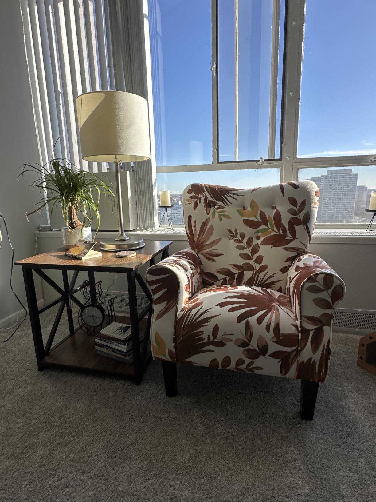 BELLEZE Modern Accent Chair, High Back Armchair, Upholstered Wingback Side Chair, Padded Single Sofa with Wooden Legs for Living Room, Bedroom - Gray customer photo 1