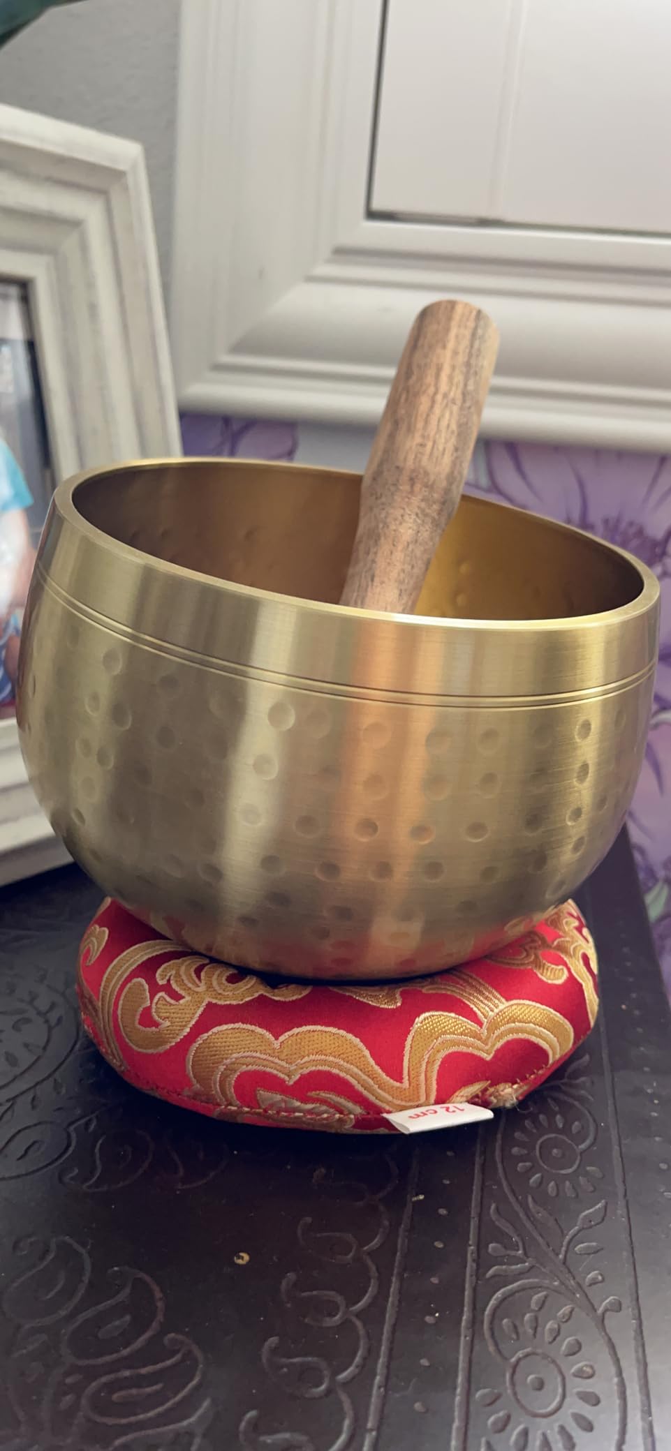 DharmaObjects Tibetan Ring Gong Meditation Singing Bowl Mallet Cushion Set (Jumbo) customer photo 1