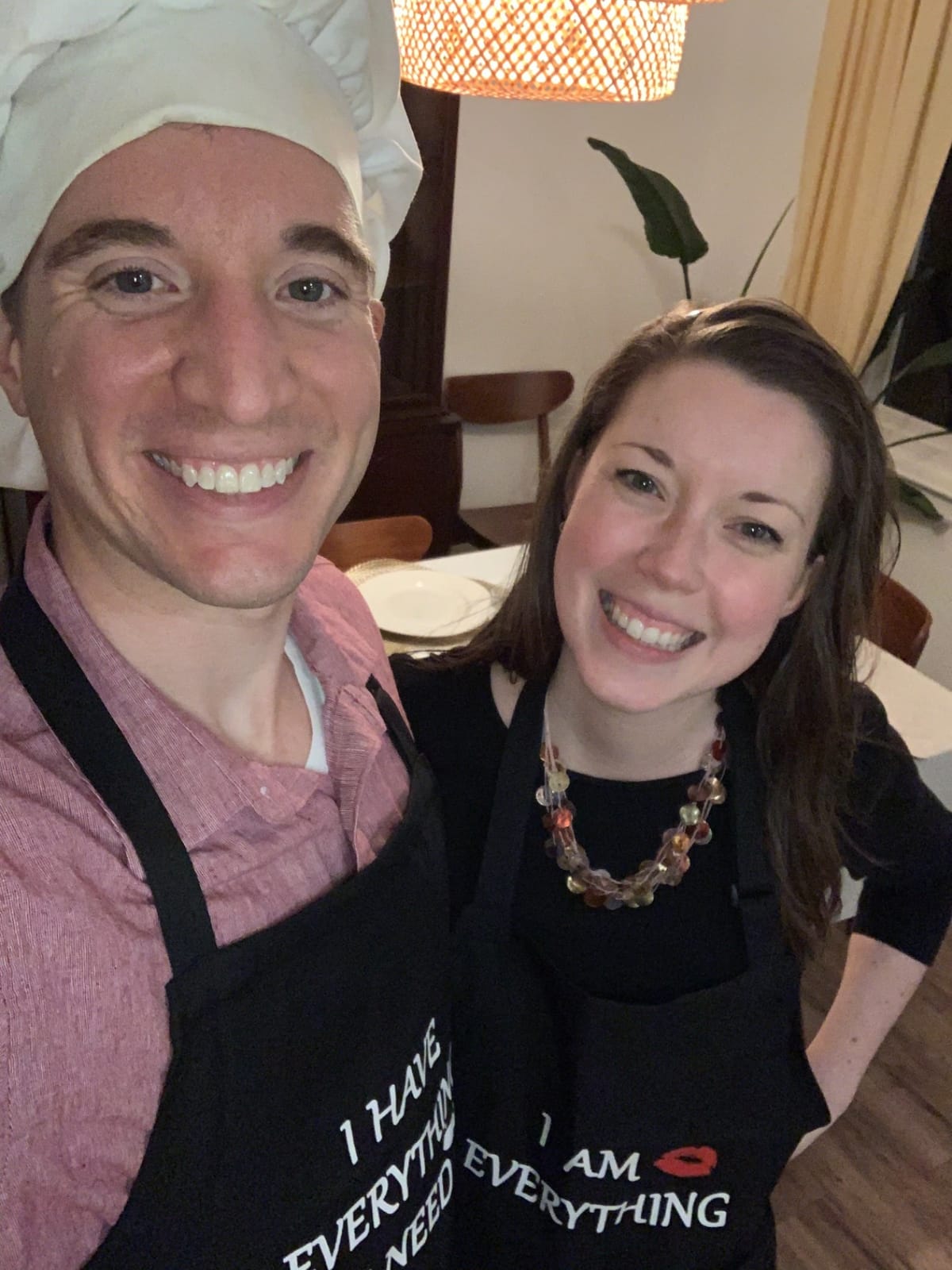 YIKA Couples Aprons, Christmas Gift for Couples Who Have Everything, Matching Apron Set for Him and Her, Adjustable Neck Strap, Extra Long Ties, 2 Pockets, Black customer photo 1