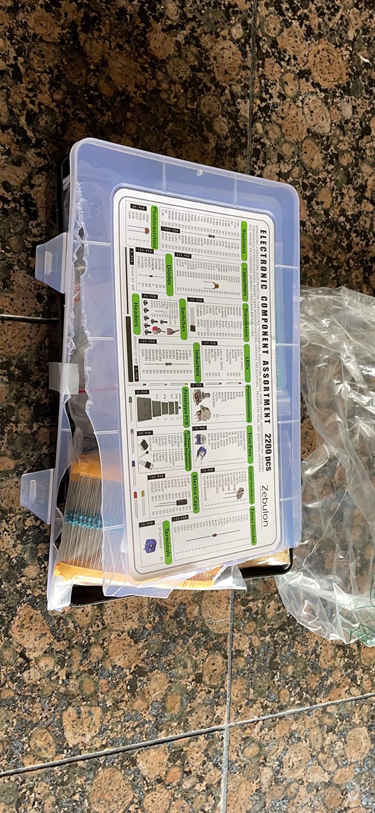 2200 pcs Electronic Component Assortment Kit, Capacitors, Resistors, Transistors, Inductors, Diodes, Potentiometer, IC, LED and PCB customer photo 2