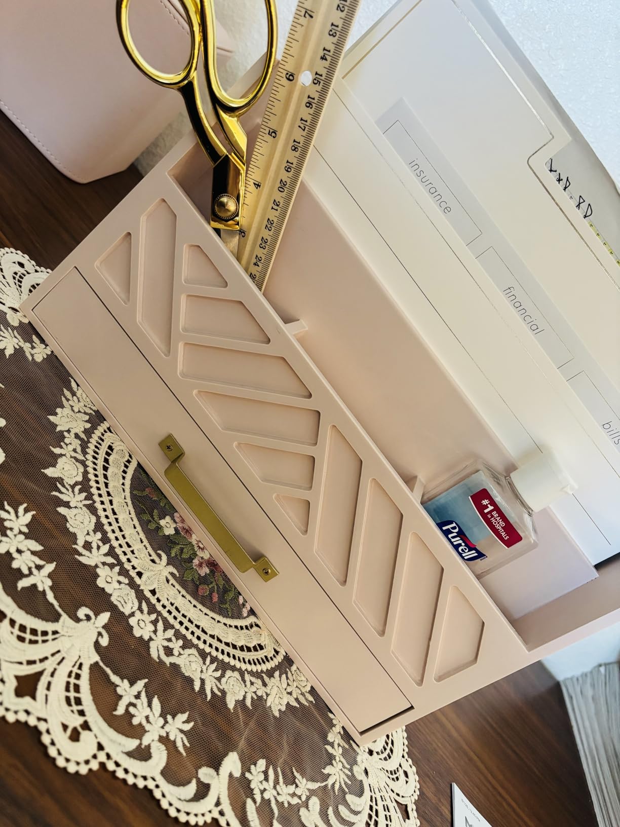 BLU MONACO Wooden Mail Organizer with Drawer and Compartments | Mail Sorter Organizer Countertop for Desk Entryway | Outgoing Mail Holder Wood Desktop File Storage customer photo 2