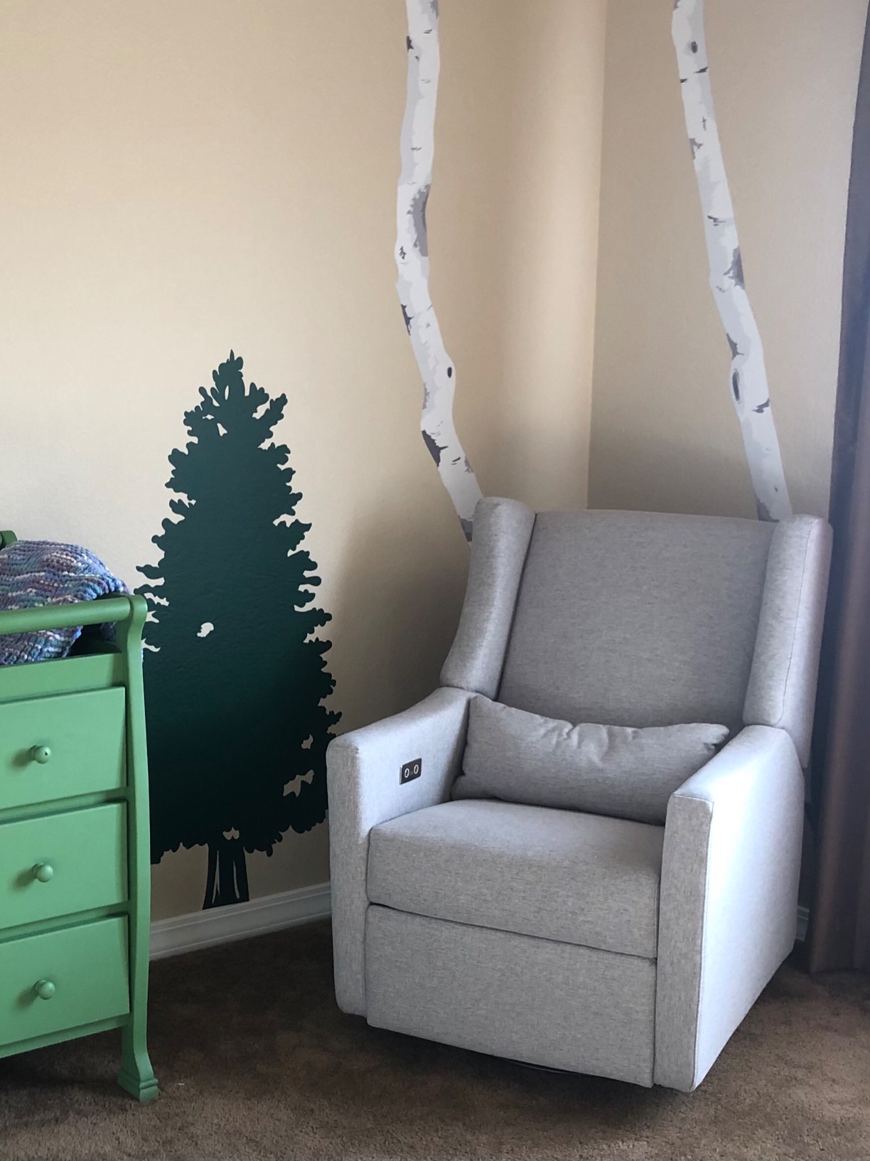 Kiwi Electric Recliner Glider - Performance Cream Eco-Weave | GREENGUARD Gold & CertiPUR-US Certified - Water & Stain Resistant - Power Recliner Nursery Chair w/ USB Ports - 270° Swivel customer photo 2