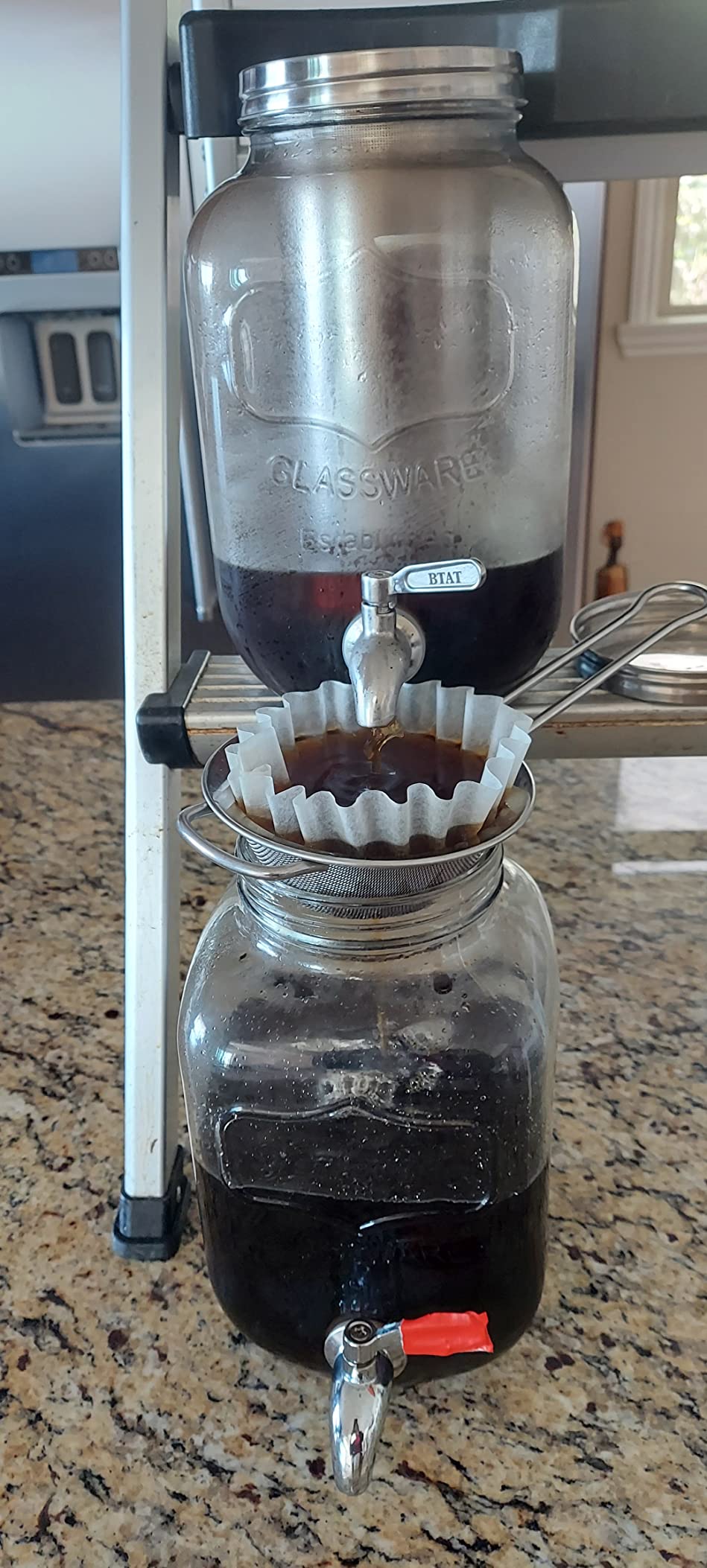 BTaT- 1 Gallon Cold Brew Coffee Maker, Thick Glass Pitcher | Stainless Steel Filter, Lid & Spigot Iced Coffee Sun Tea Brewer Mason Jar Cold Brew Container Fast Iced Tea Maker for Fridge customer photo 1