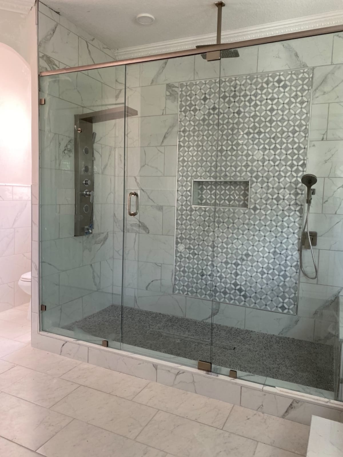 AlenArt Shower Panel Massage Jets Rainfall Waterfall Shower Head, Shower Stainless Steel Wall Mount Massage Multi-Function Bathroom Shower Panel Tower System, Brushed Nickel customer photo 1