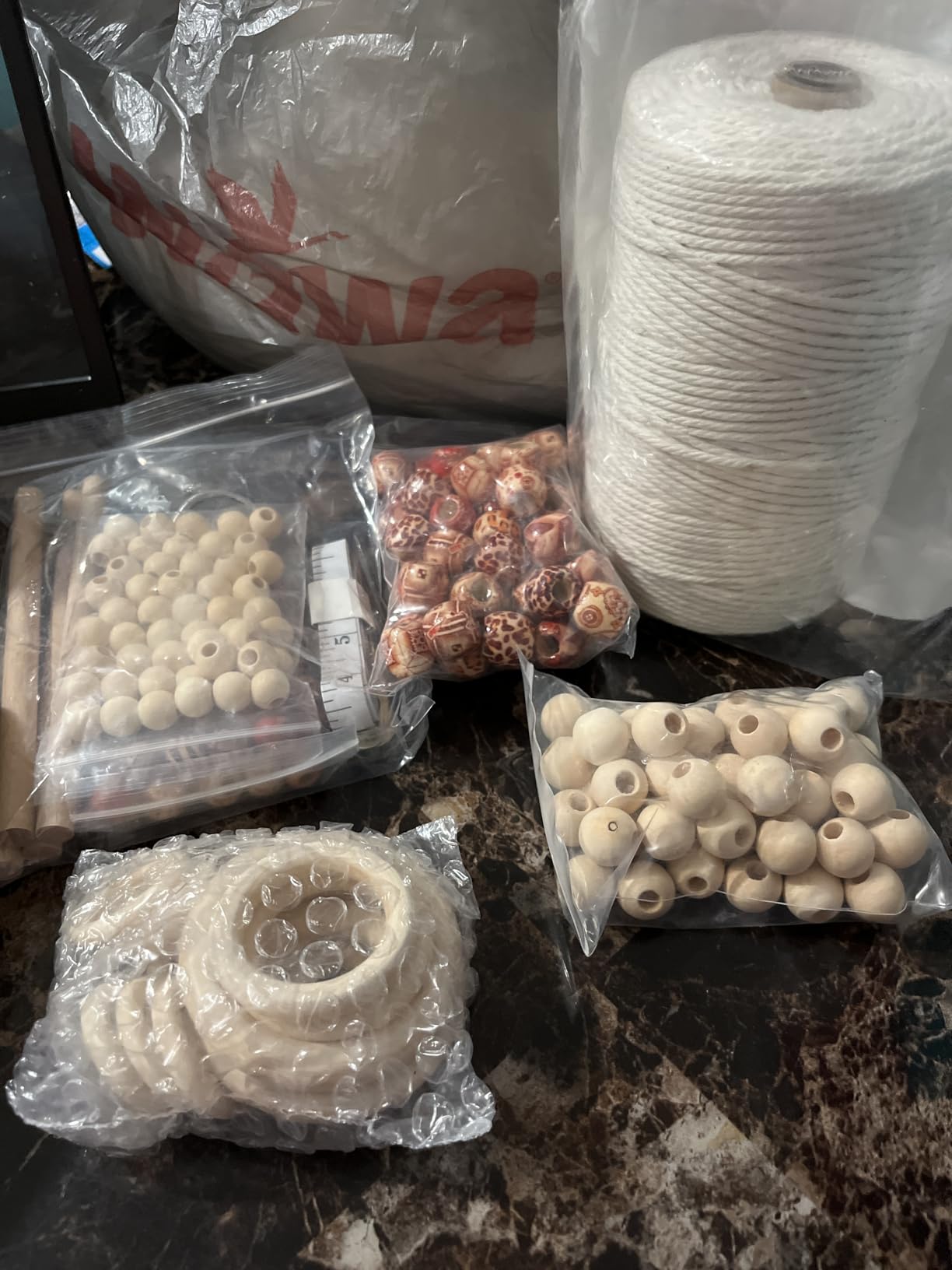 Macrame Kit for Beginners 227pcs - Macrame Wall Hanging Kit & Plant Hanger Kit, 225Y 3mm Cotton Cord, Wooden Beads Dowels Rings, DIY Craft Kit for Adults, Macrame Starter Kit Supplies customer photo 2