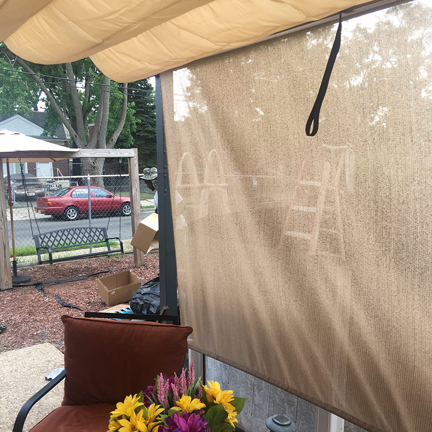 PURPLE LEAF Outdoor Retractable Pergola 10' X 12' Canopy Aluminum, Beige customer photo 2