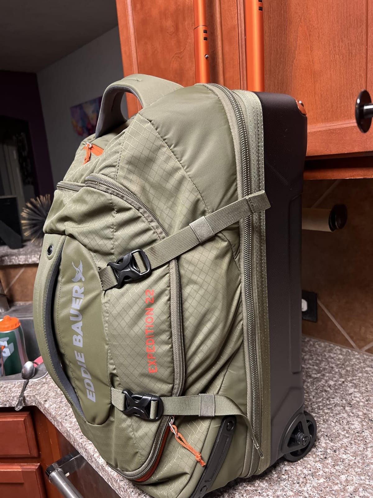 Eddie Bauer Expedition Rolling Duffel Bag with Wheels - Dark Thyme, 30