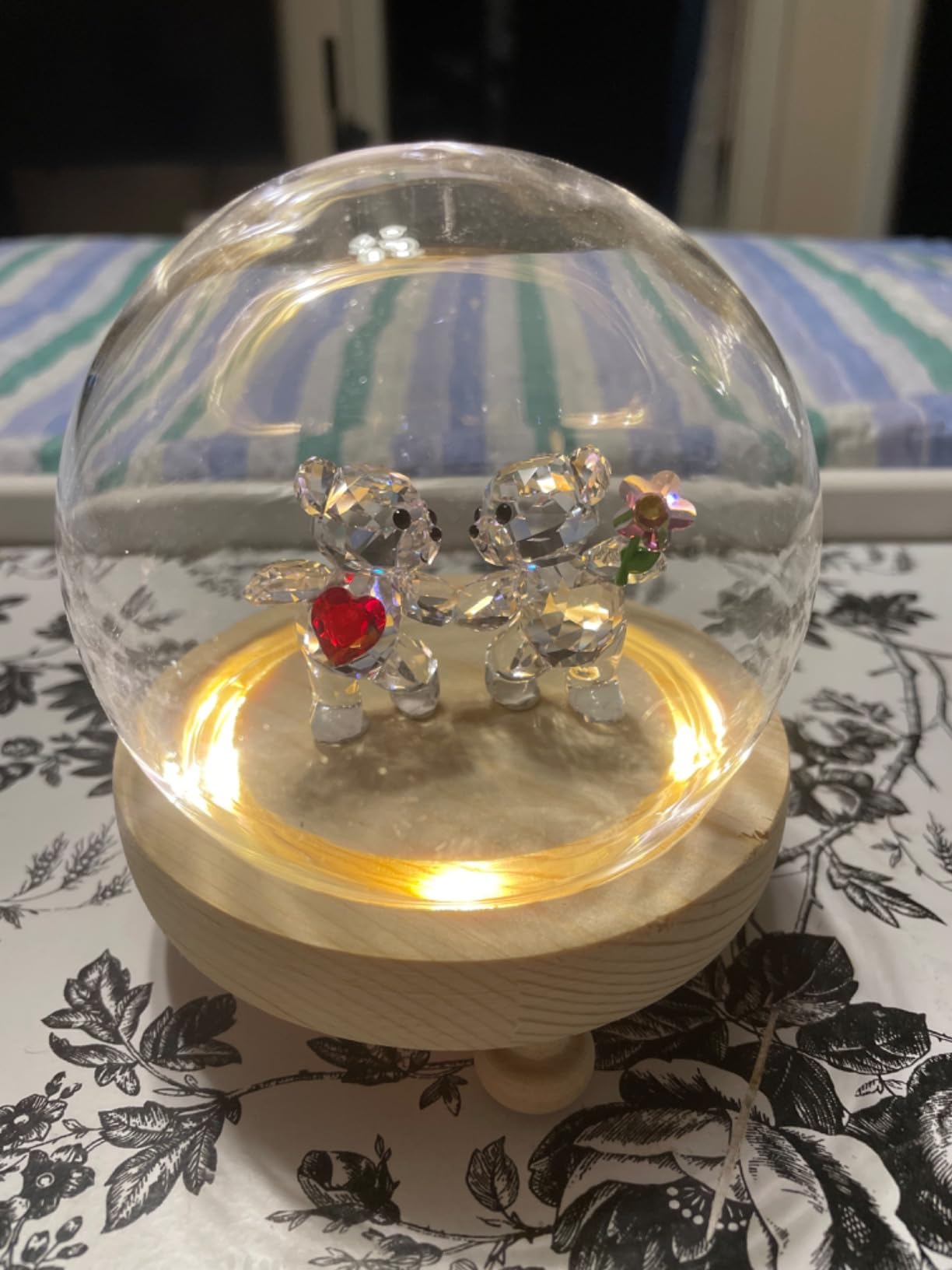 SWAROVSKI Kris Bears Happy Together Figurine Set, Clear Swarovski Crystal with a Red Heart and Pink Flower Accent, Part of the Swarovski Kris Bears Collection customer photo 2