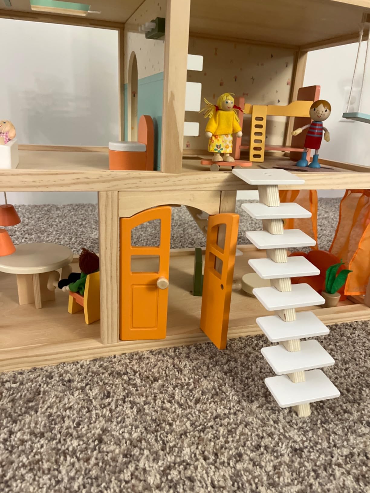 Giant bean Large Pink Wooden Dollhouse with Furniture Dolls for Girls | Doorbell, Light, Elevator, 6 Rooms 2.6ft High, 17Pcs Furniture & 3 Dolls, Kids Playhouse Toy for Girls 3-7 customer photo 1