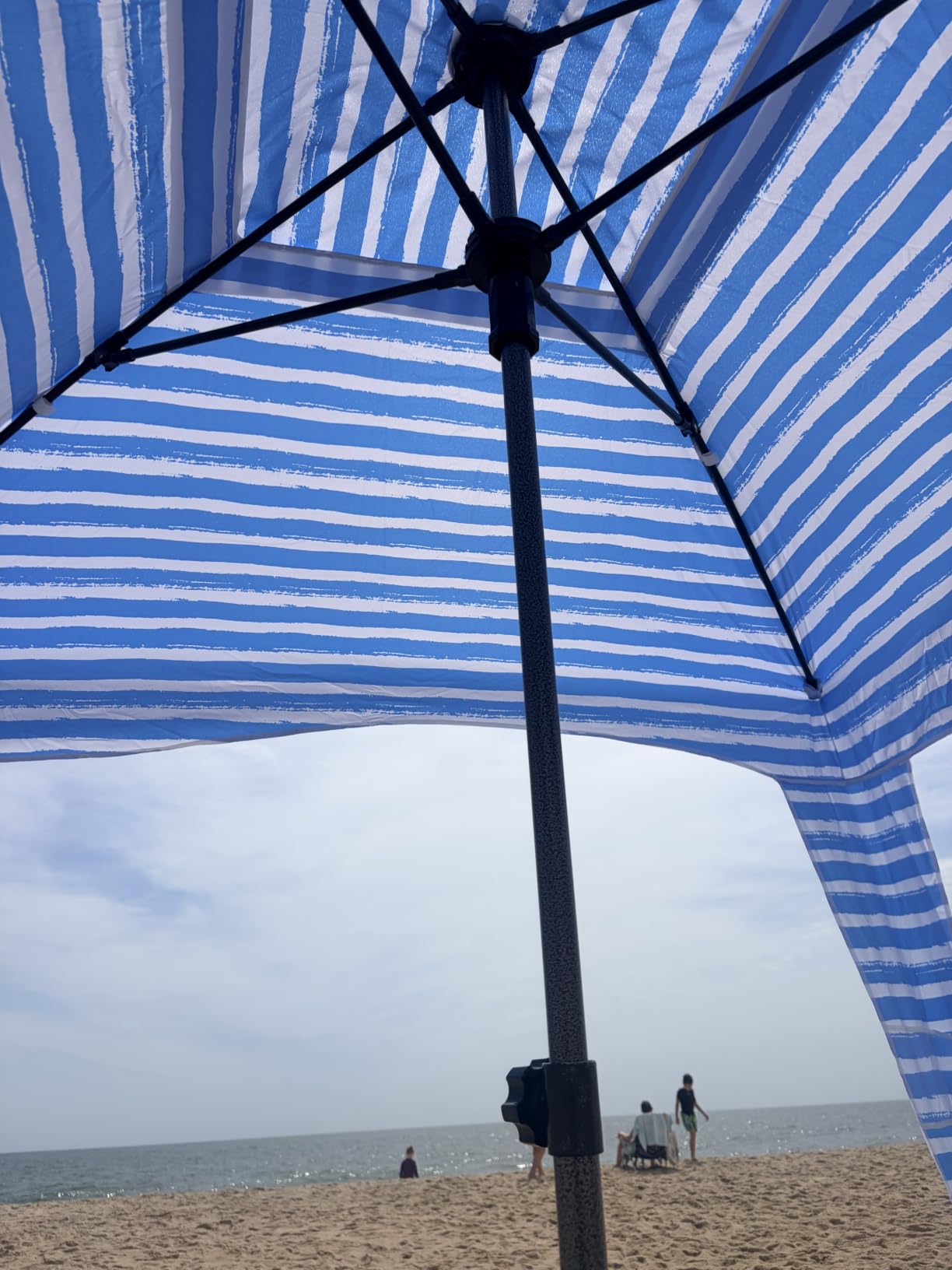 Beach Cabanas for Sand, Beach Canopy with Sandbags & Side Wall for Family, Easy Set Up Sun Shelter, UPF 50+ UV Protection with Roof Vent 6' x 6' Siesta customer photo 2