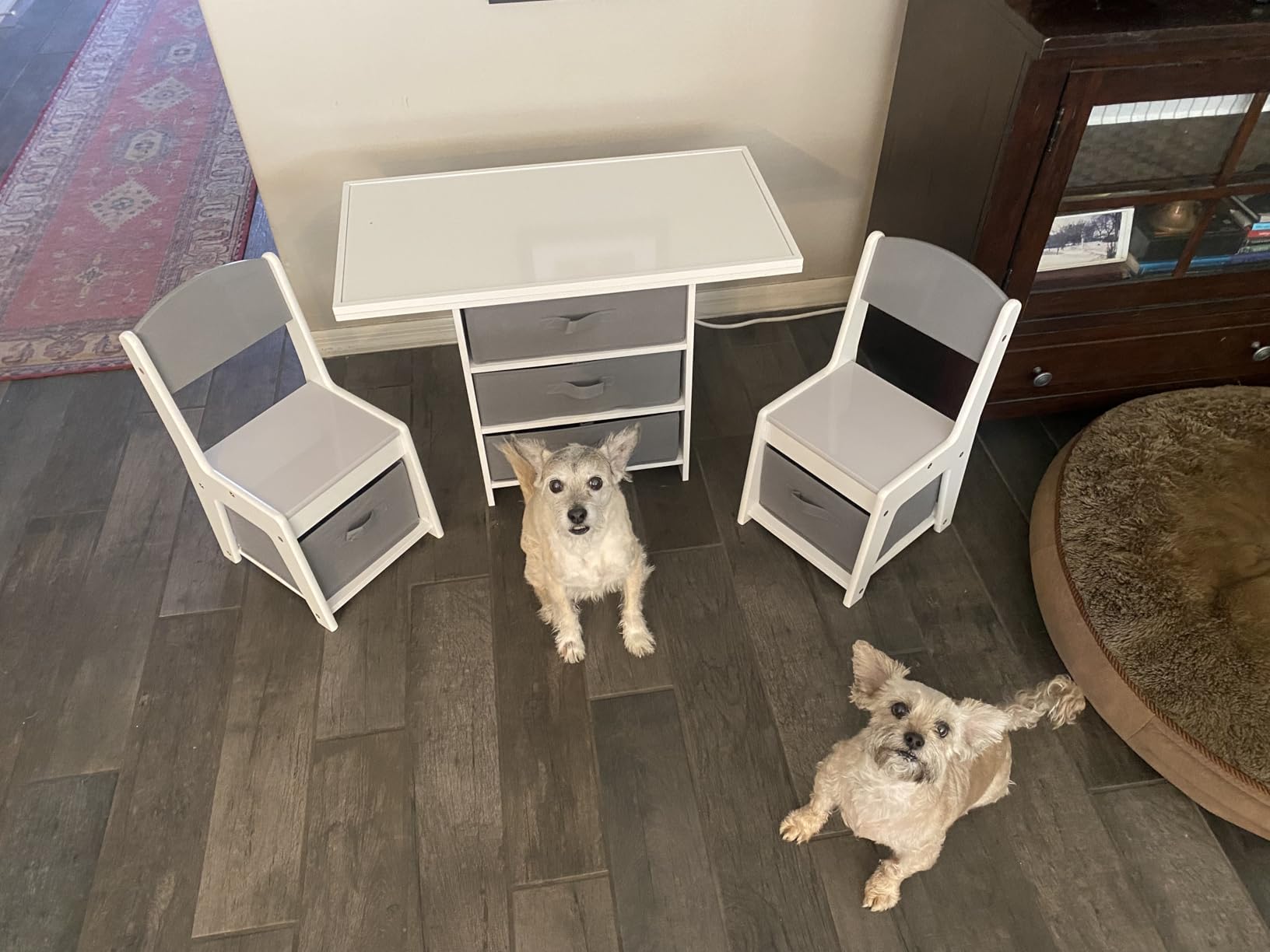 Milliard Kids 3-in-1 Play Table and Chair Set Wood with Storage Baskets, Compatible with Lego and Duplo Bricks, Activity Table Playset Furniture with Modern Gray Colors customer photo 2