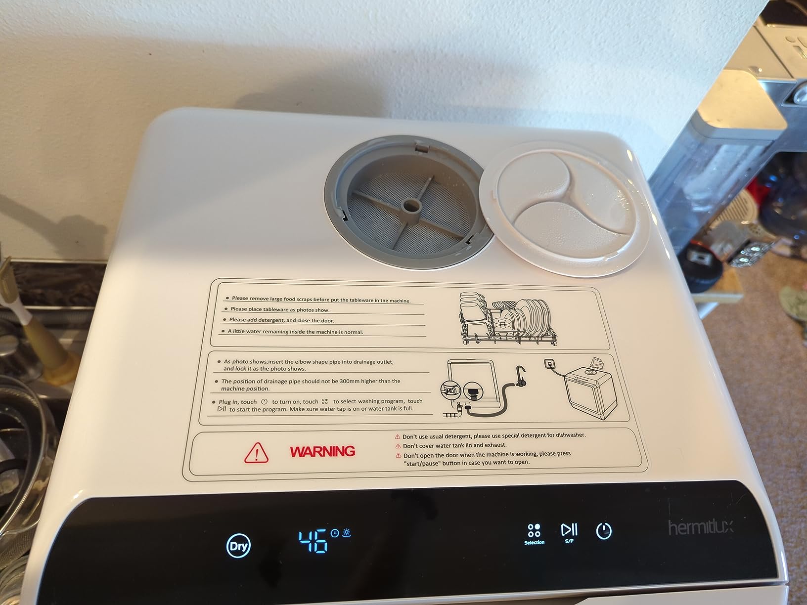 Hermitlux Countertop Portable Dishwasher, Built-in 5-Liter Water Tank | 5 Washing Programs, Transparent Glass Door, No Hookup Needed for RV, Apartments & Small Kitchens customer photo 2
