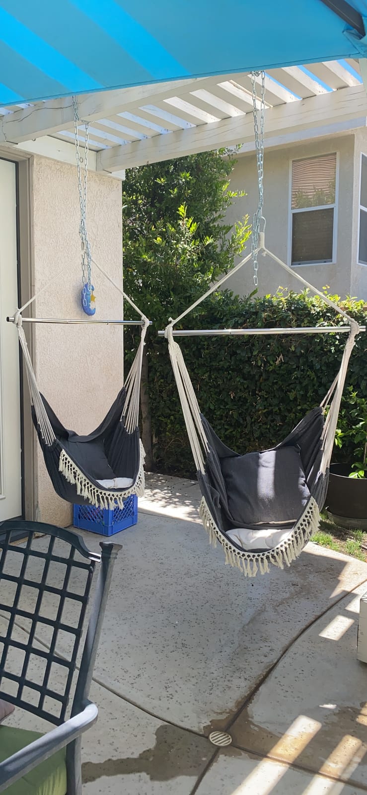 Chihee Hammock Chair Max 500 Lbs 2 Cushions Spreader Bar Strap Carabiner, Collapsible Metal Rod with Anti-Slip Grooves Portable Hanging Swing Side Pocket Macrame Bohemian Chair Indoor Outdoor customer photo 2