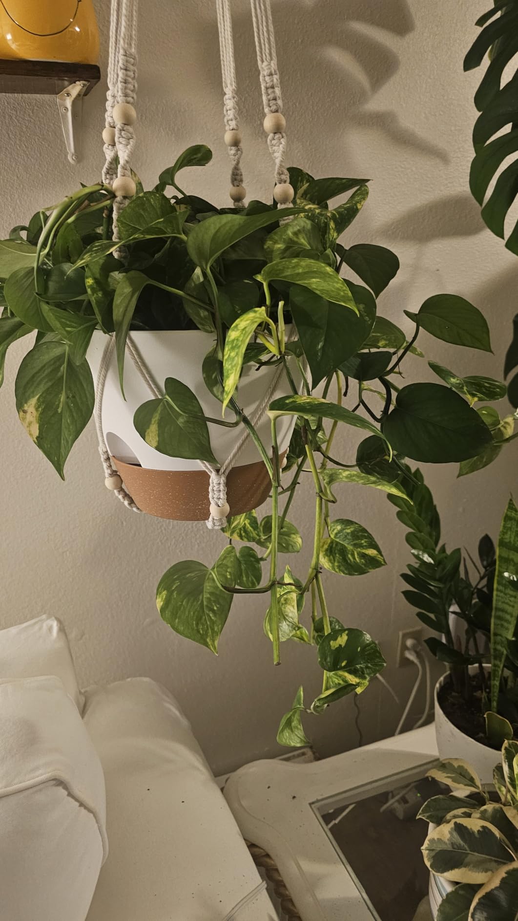 Mkono 43 Inch Macrame Plant Hanger Indoor Hanging Planter Holder Ivory 1Pc customer photo 1