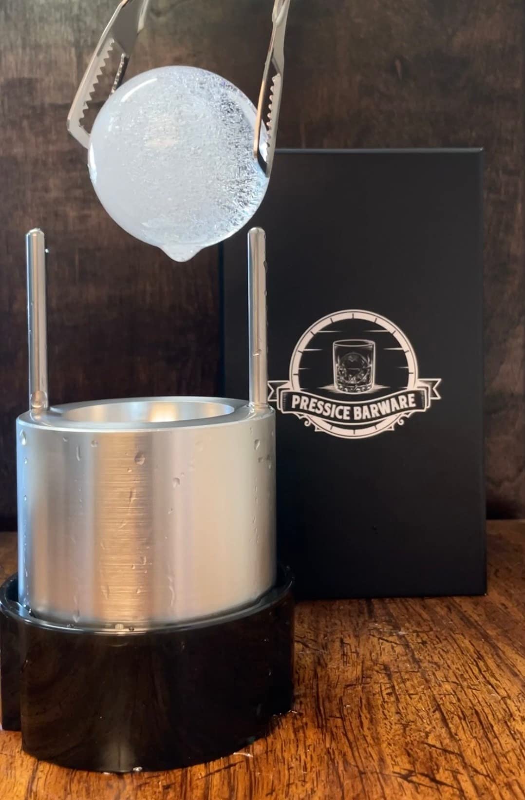 Ice Ball Press - Aluminum Ice Press - Create Effortless Large Spheres - Includes Ice Tray - USA Small Business (Silver Finish) customer photo 1