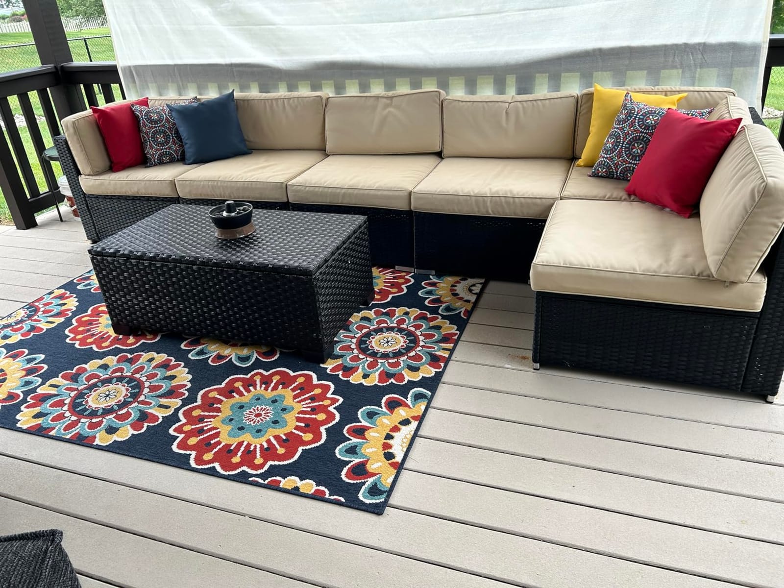 Rattaner Outdoor Storage Table Wicker Patio Coffee Table All-Weather Wicker Side Table with Waterproof Cover, Brown customer photo 2