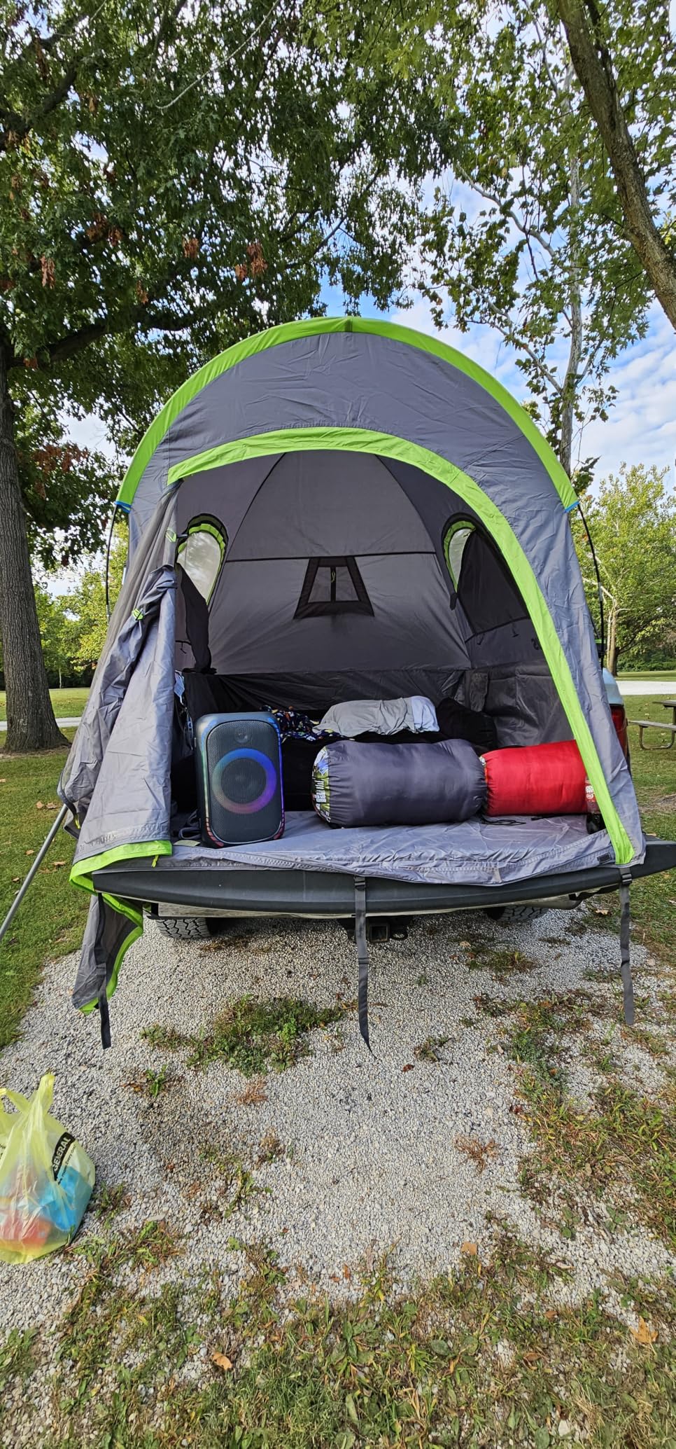 JOYTUTUS Pickup Truck Tent 2.0, Waterproof PU2000mm Double Layer for 2 Person, Portable Truck Bed Tent with Rainfly, 5.5'-5.8' Camping Preferred - Green customer photo 2