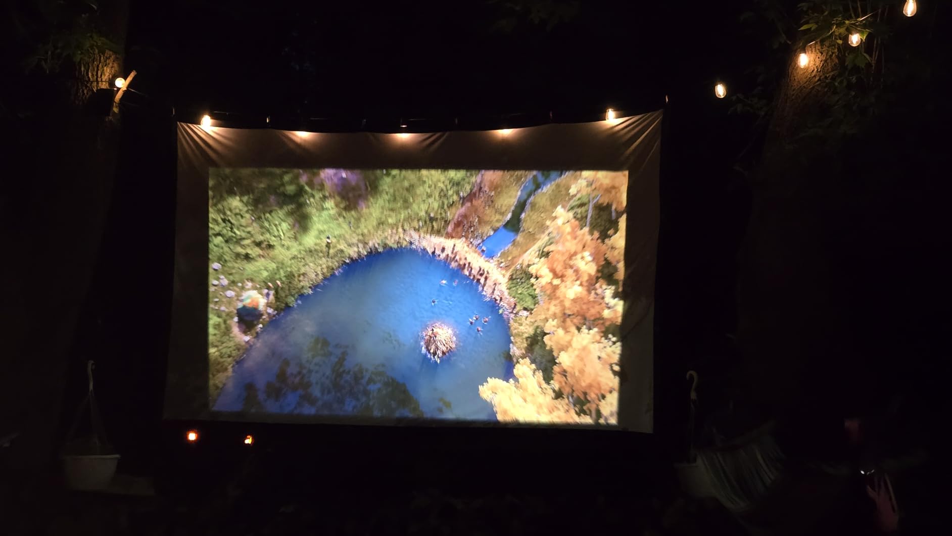 AAJK 150inch Outdoor Projector Screen Anti Crease Portable Movie Screen | Projector Screen Outdoor, Washable, 16:9, Foldable, Home Theater Outdoor Indoor, Support Double Sided Projection Screen customer photo 1