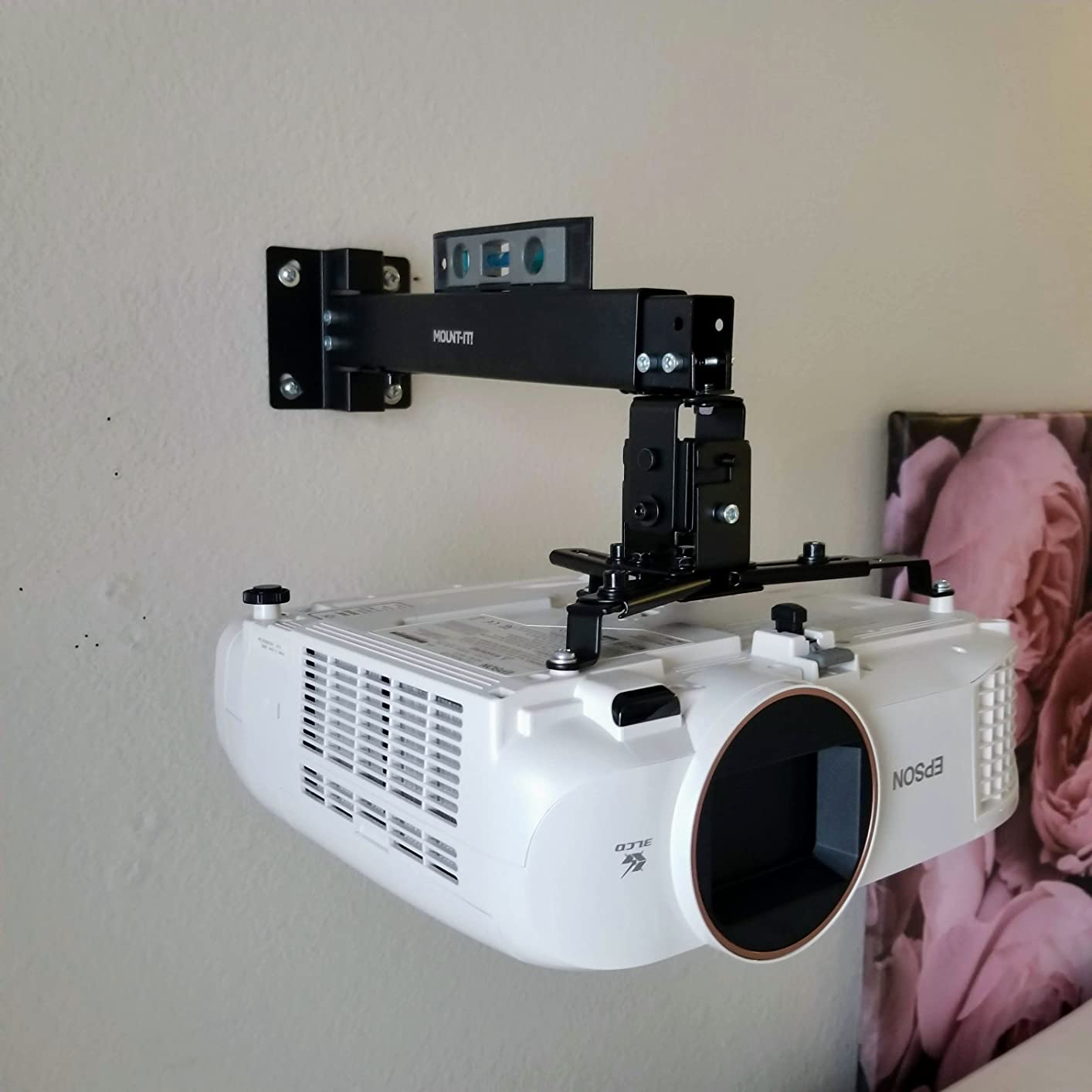 Mount-It! Wall or Ceiling Projector Mount with Universal LCD/DLP Mounting for Epson, Optoma, Benq, ViewSonic Projectors, 44lb Load Capacity, White customer photo 1