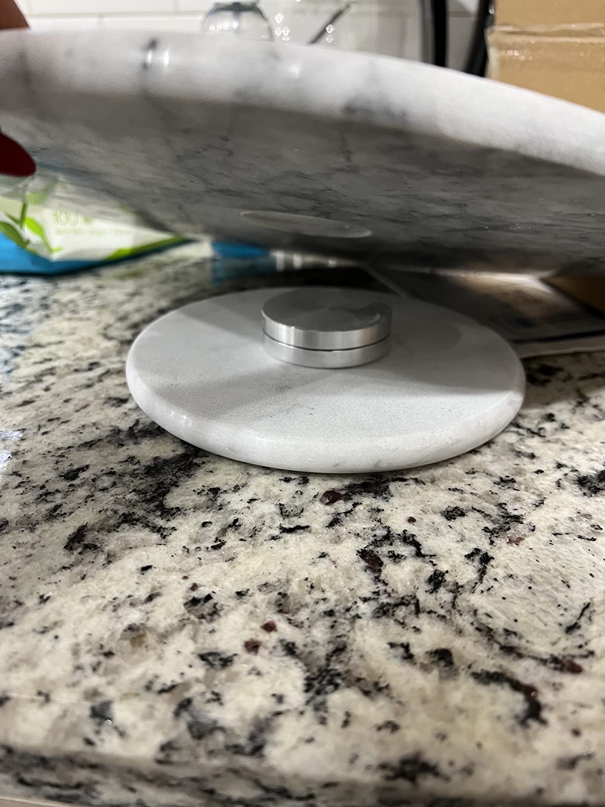 jalz jalz 12'' Marble Lazy Susan for Countertop Kitchen Turntable Storage Turner countertop Organizer Convenient Serving Rotation Spinning Tabletop Organizer Swiveling Serving Tray Revolving Platter customer photo 1