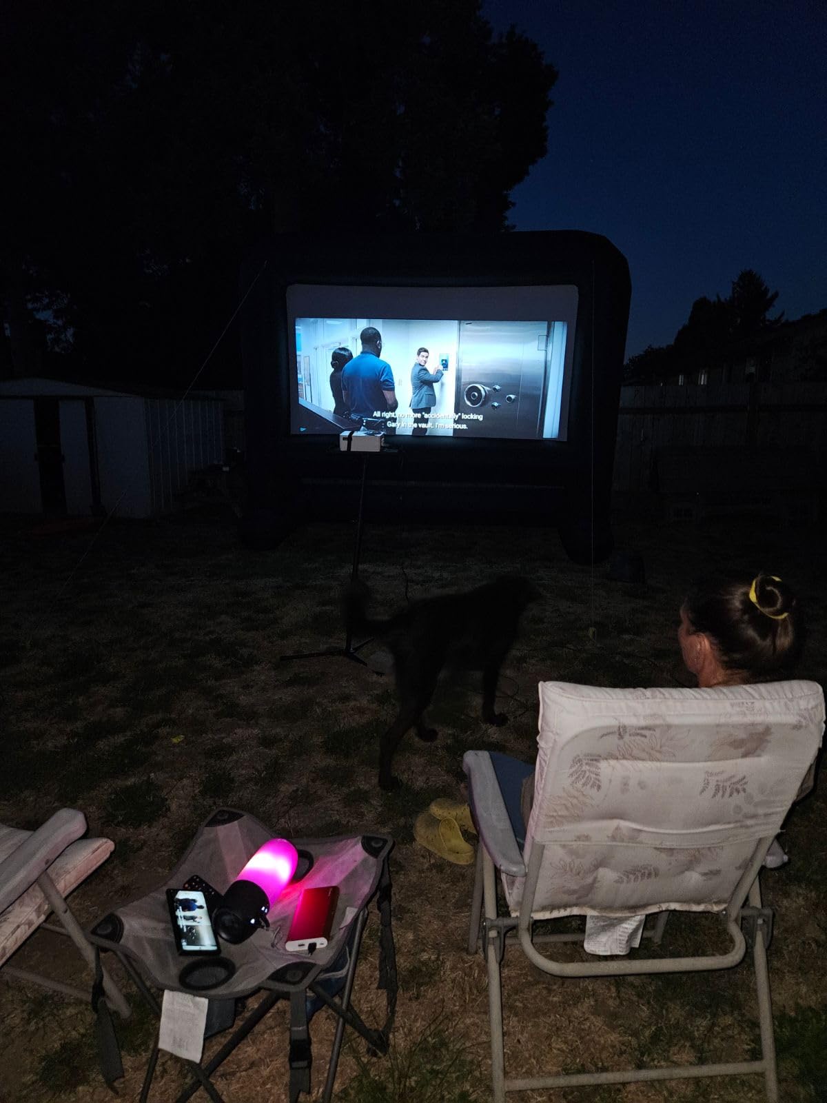 HuaKastro 14 FT Inflatable Projector Screen – One-Piece Design, Easy Setup Blow-Up Movie Screen with Quiet Fan, Ideal for Outdoor & Indoor Movie Nights, Backyard Events, and Parties (Stable Base) customer photo 1
