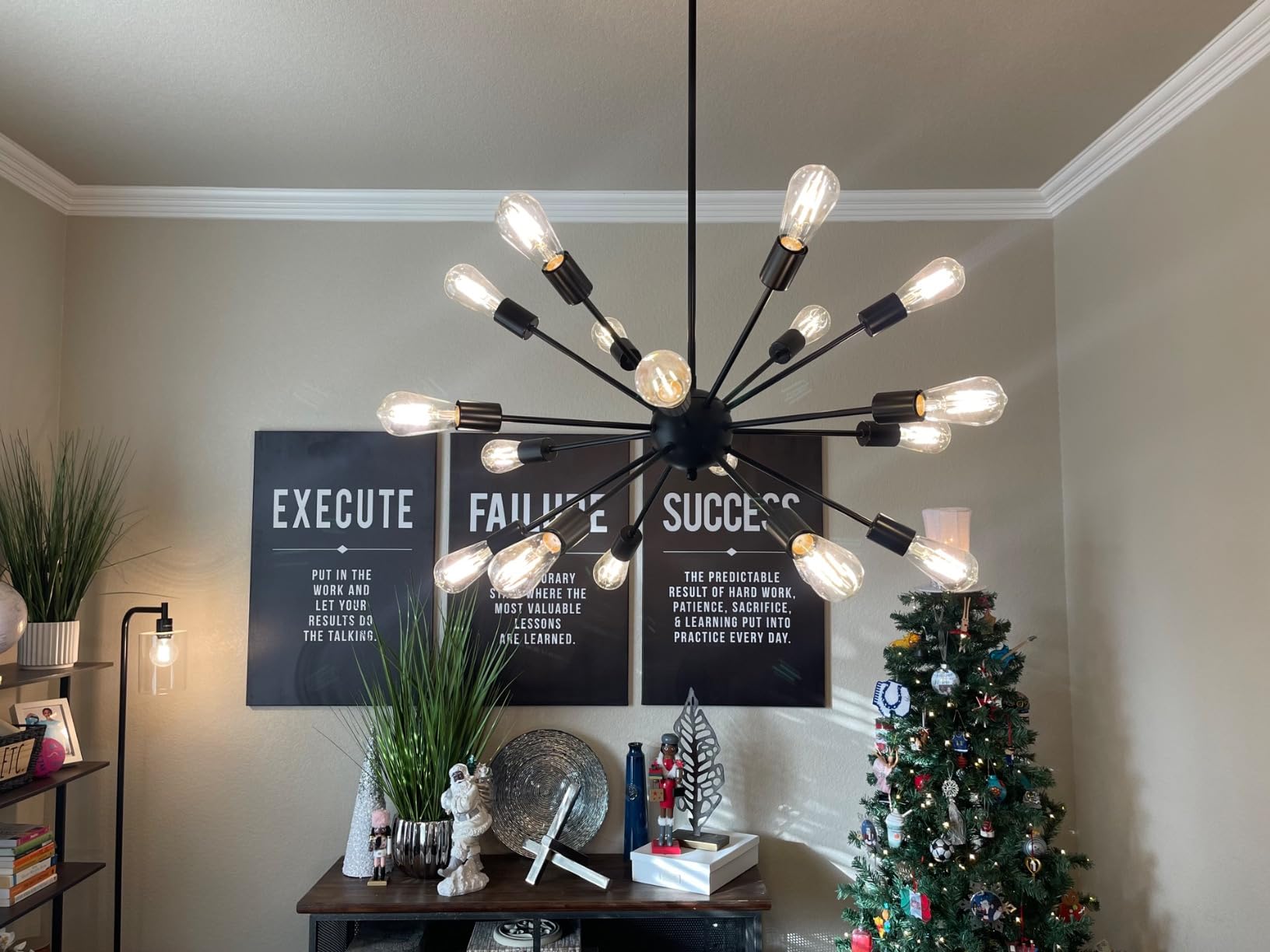 12-Light Black Farmhouse Sputnik Chandeliers for Dining Room Light Fixture | Pendant Light Mid Century Lighting Vintage Industrial Ceiling Hanging for Living Dining Room, Bedroom, Kitchen Island, Foyer customer photo 2