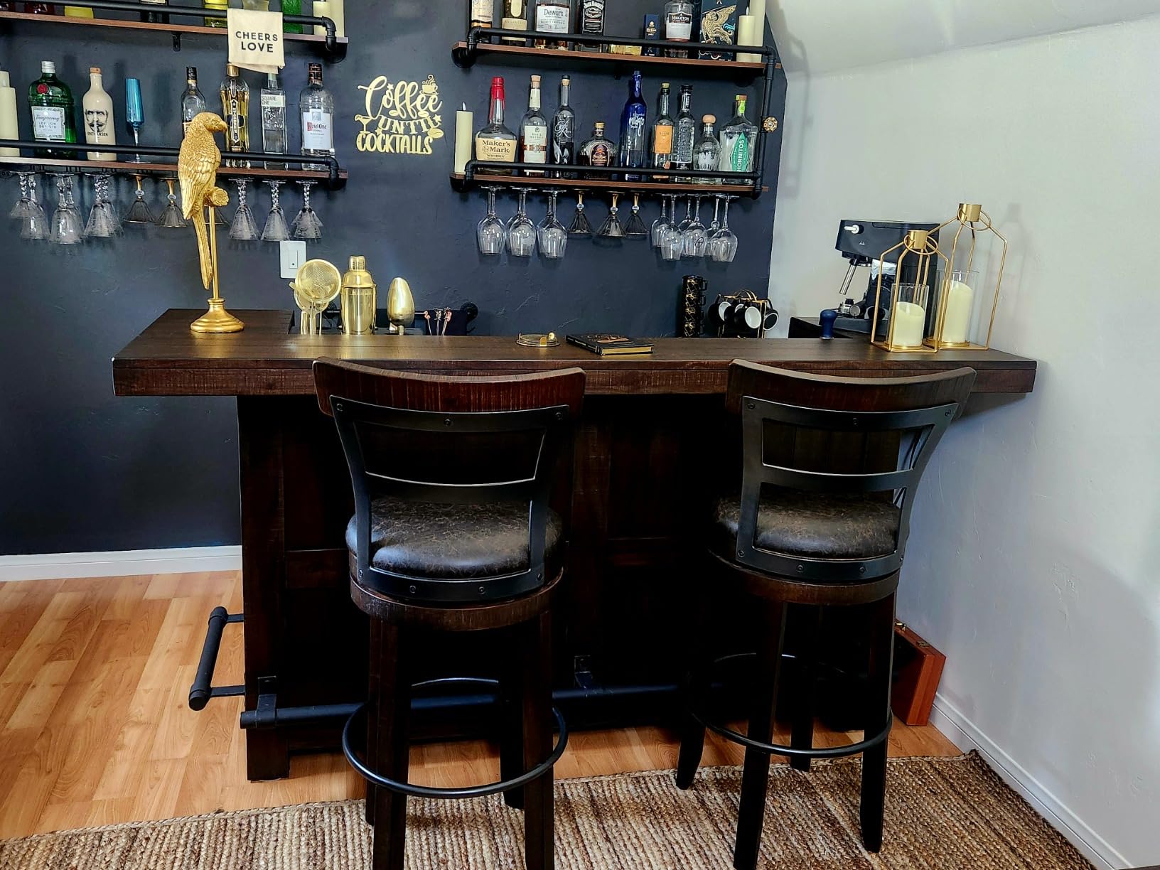 Highball & Chaser Bartender Kit with Espresso Bamboo Stand. Beautiful Cobbler Cocktail Shaker Set with Bar Tools Rustproof Stainless Steel Bar Set (Matte Gold) customer photo 2