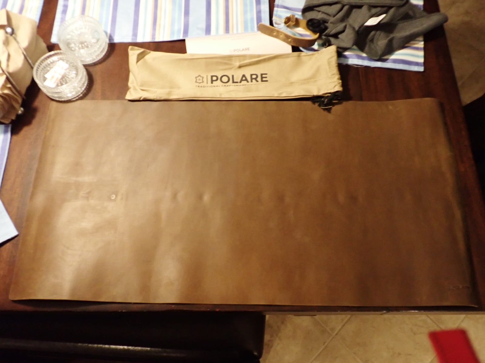 Polare 2mm Thick Full Grain Leather Desk Pad Protector 31.5 x 15.7 inch Desktop Blotter Mats for Keyboard and Mouse Non-Slip Desk Writing Pad for Office and Home (Brown) customer photo 1