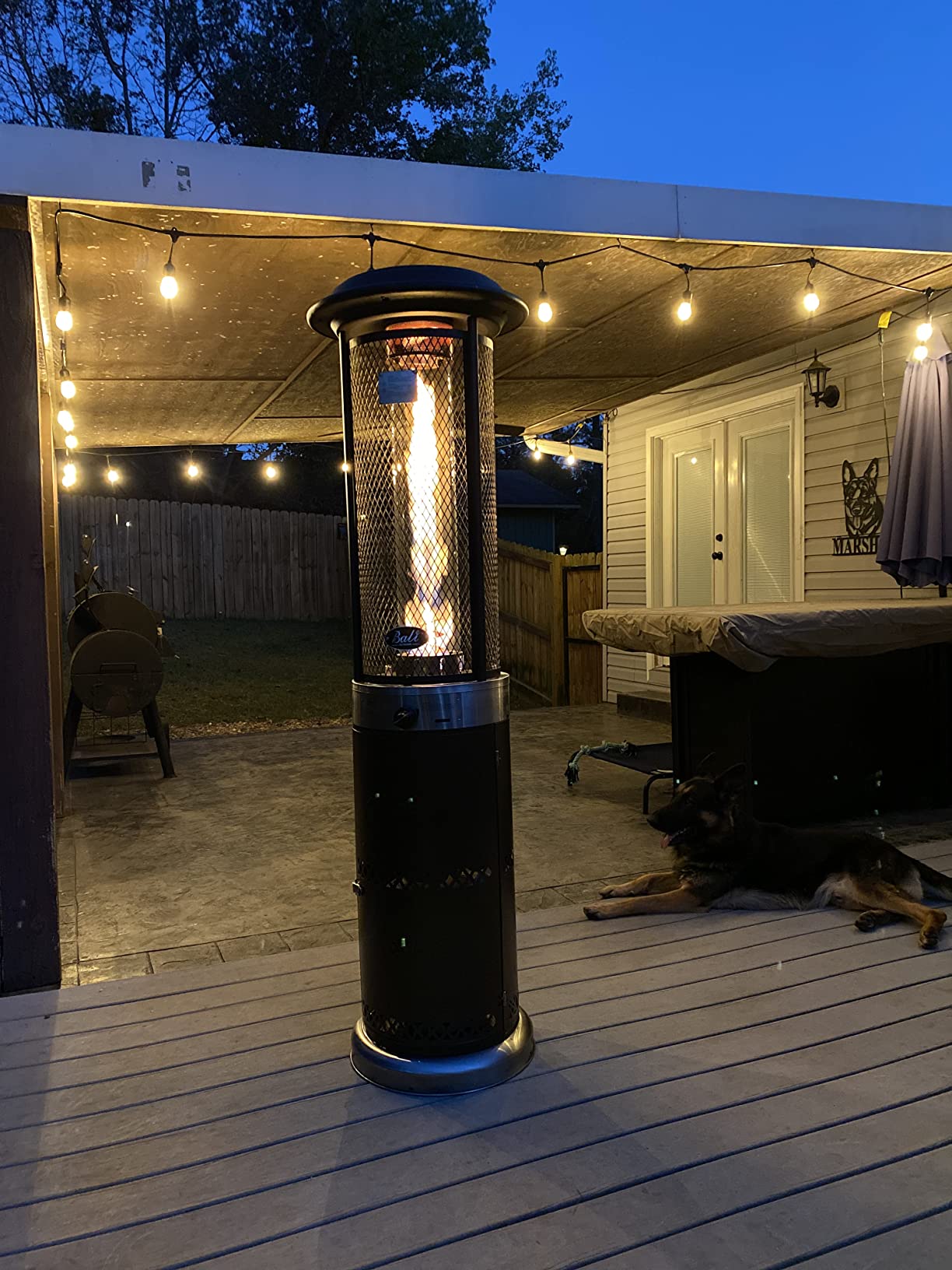BALI OUTDOORS Propane Patio Heater, Stainless Steel Standing | 36,000 BTUs Portable Commercial Outdoor Gas Patio Heater with Glass Tube for Deck, Garden and Porch, Brown customer photo 2