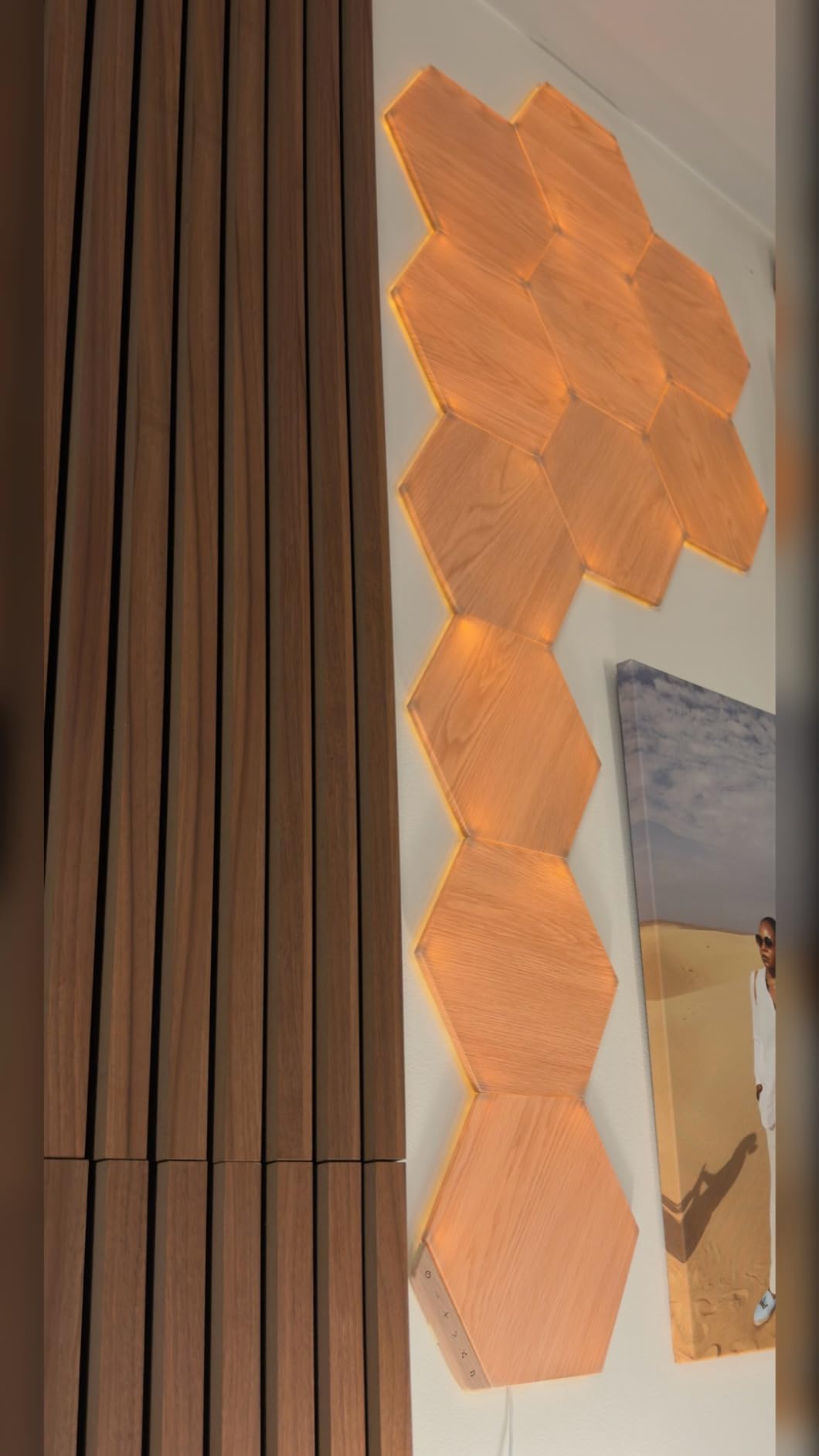 Nanoleaf Hexagon Lights, Smart RGBW LED Wall Light Panels, 3 PK, Brown | Compatible with Alexa Google Assistant, Home Wall Decor for Living Room with Music Sync, Expansion Pack customer photo 2