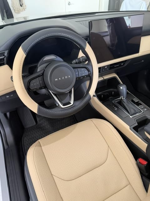 Leather Car Steering Wheel Cover, Universal Fit for Most Cars, Beige | Microfiber Leather, Non-Slip Breathable Auto Steering Wheel Protector customer photo 2
