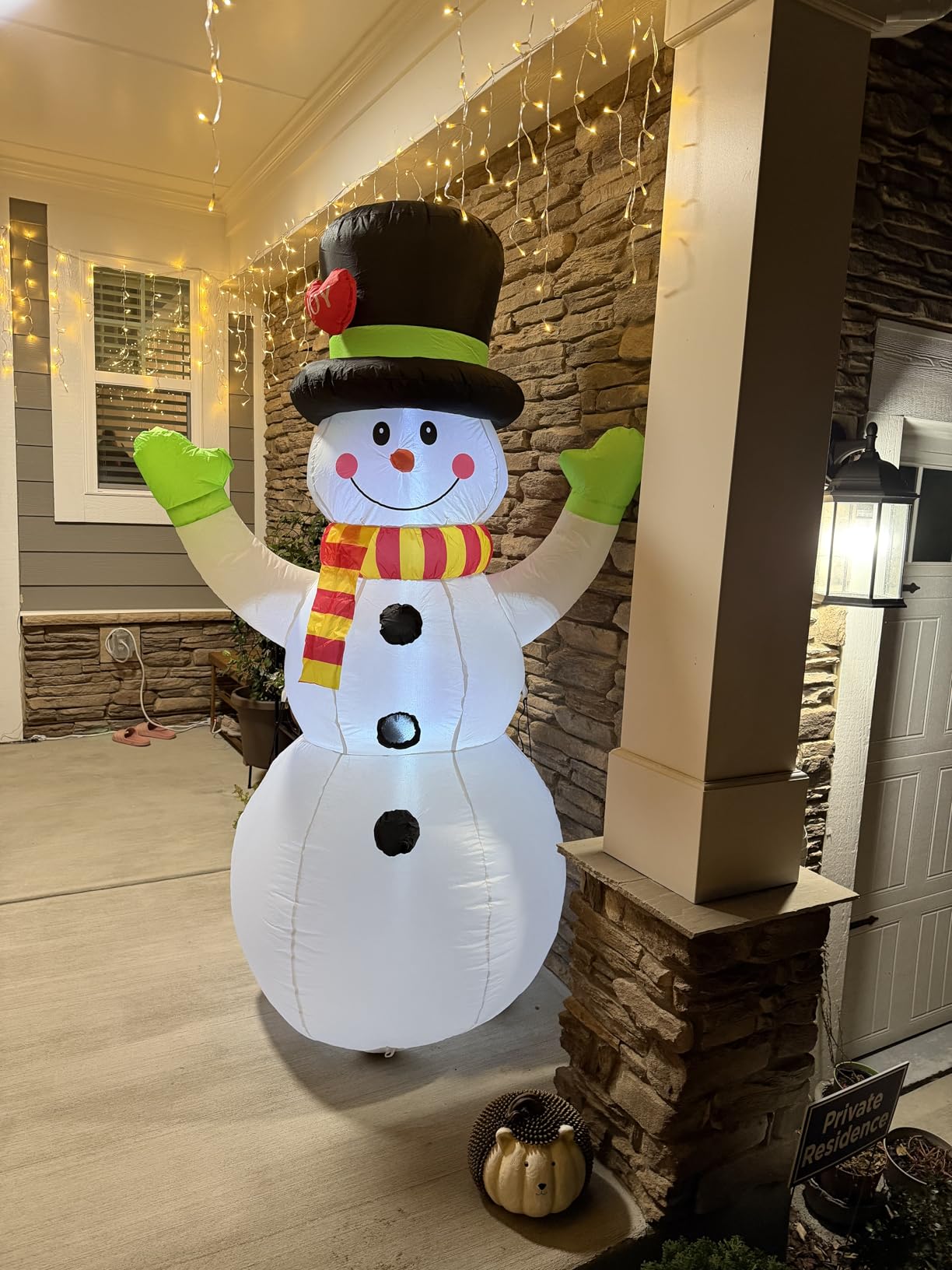 FunFanso 7 FT Christmas Inflatables Snowman Outdoor Decorations, Giant Blow up Snow Man Yard Decor Built-in Bright LED Light Wear Magic Hat, Weatherproof Holiday for Garden Patio Lawn Party Xmas Gifts customer photo 1