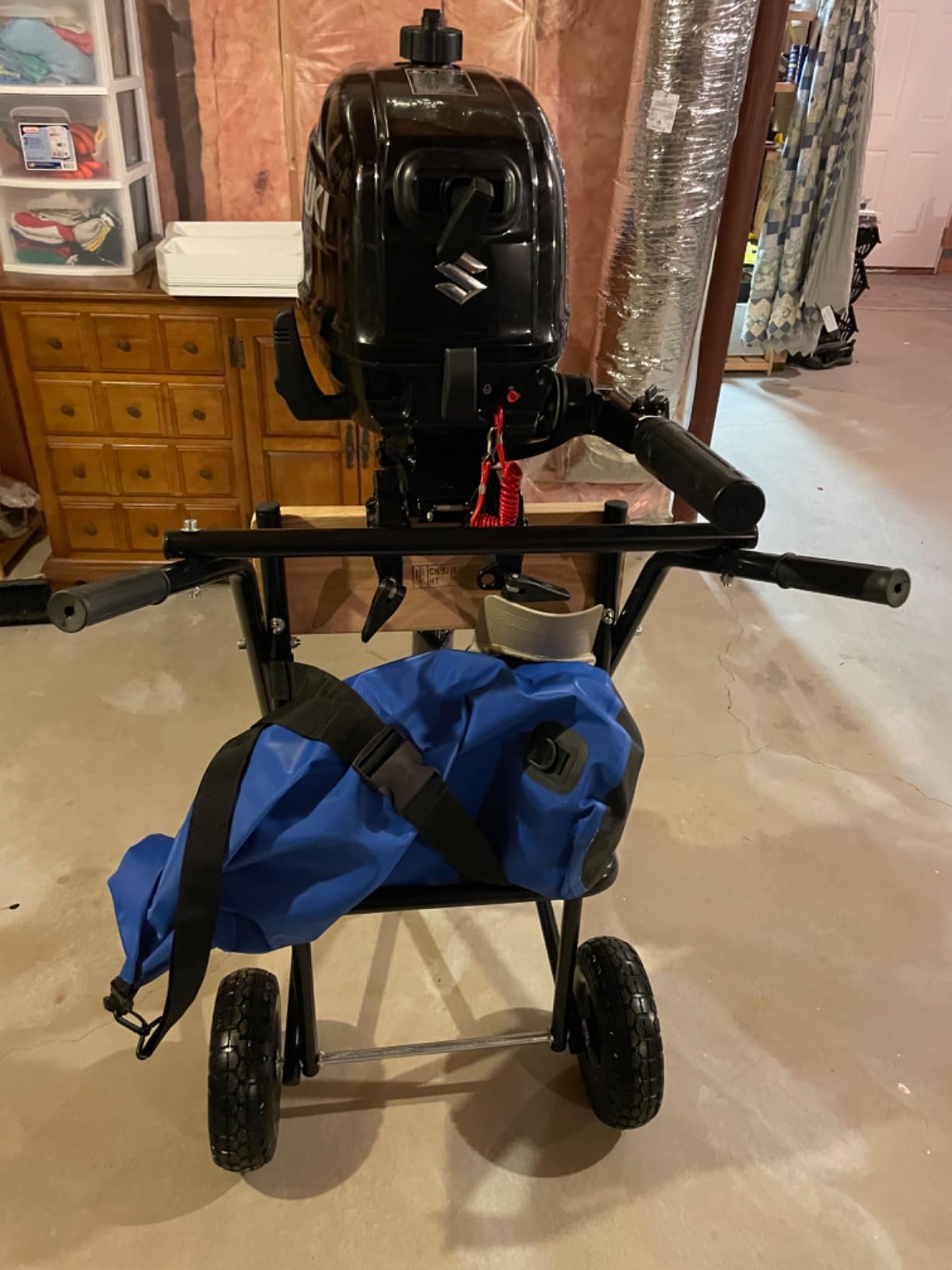 TUFFIOM Outboard Boat Motor Stand, Folding Engine Support Stand w/2 Wheels, Boat Motor Storage Carrier Cart Dolly 440lbs Weight Capacity for Motor Repair Maintenance customer photo 1