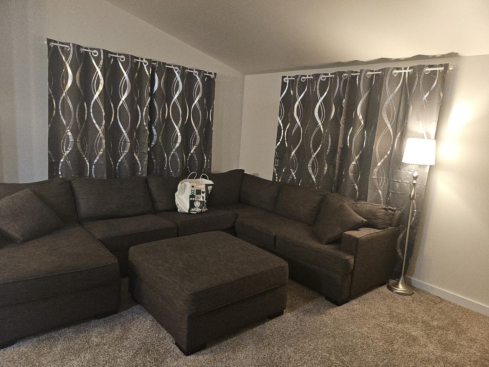 NICETOWN Grey Blackout Striped Pattern Curtains for Living Room, 52 x 84 | 2 Panels Set, Noise Reducing, Thermal Insulated, Wave Line, Foil Print, For Bedroom, For Patio Sliding Glass Door customer photo 1