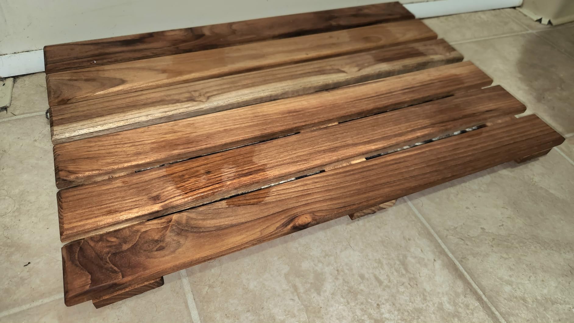 VaeFae Teak Shower Mat, Non-Slip Bath Mat, Luxury Spa Mat, Wooden Mat for Bathtub, 20 x 13 in customer photo 1