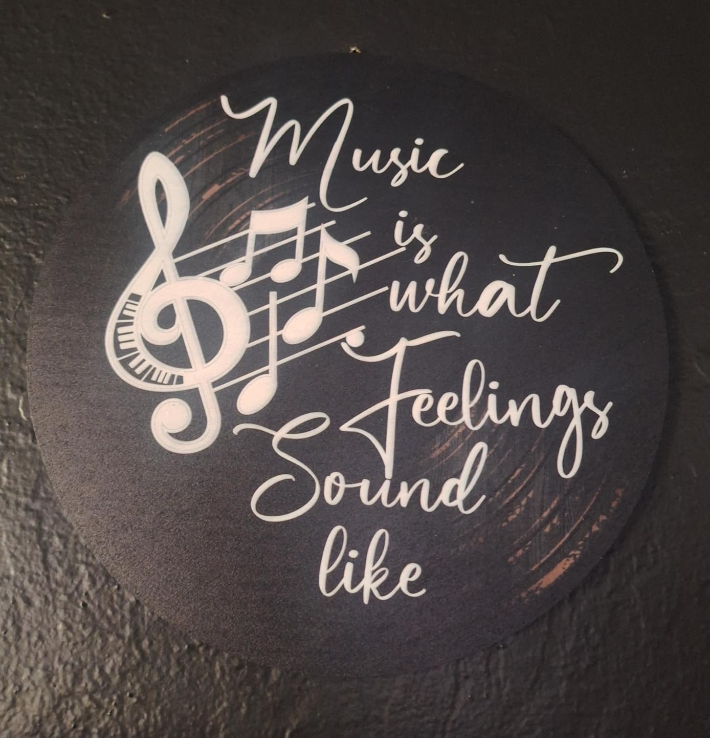 Blulu Music Is What Feelings Sound Like Wooden Vinyl Records Wall Decor | Album Wall Decor, Round Record Artwork Decoration, Modern Hanging Art Decor for Party, Home, Artist Studio customer photo 2