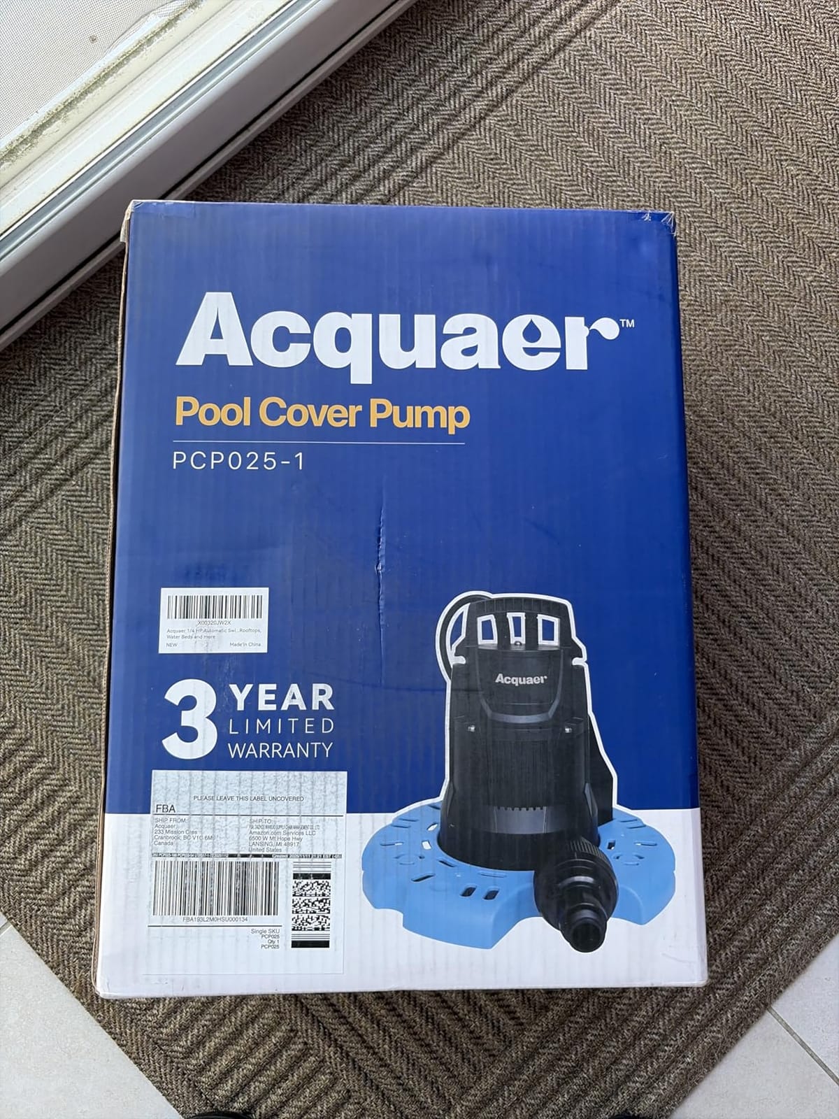 Acquaer Submersible Water Pump 1/6 HP Sump Pump Thermoplastic Utility Pump Small Electric Water Pump 1750GPH Water Remove for Basement Hot Tubs Garden Pool Cover Draining with 10 ft Cord customer photo 2