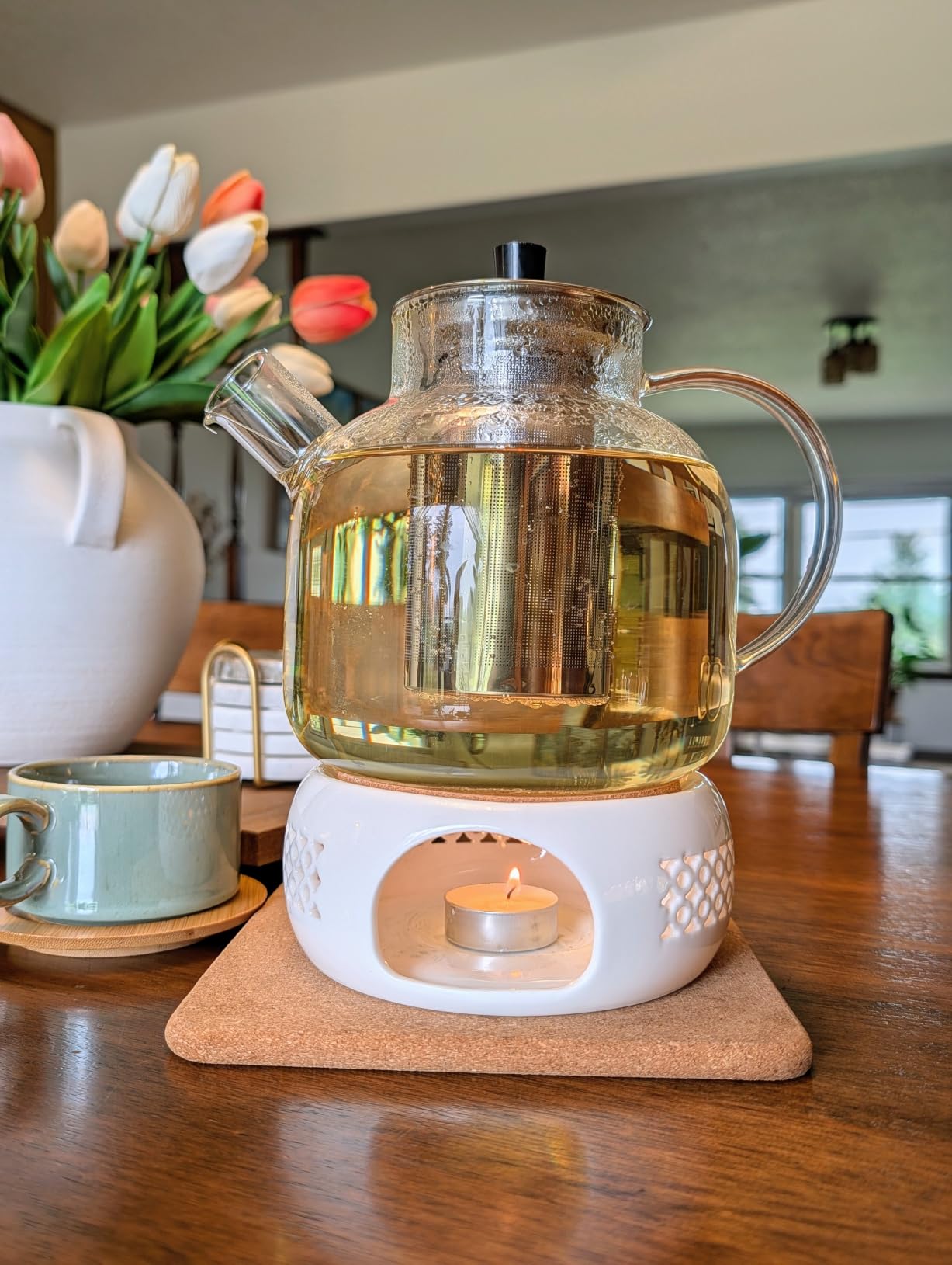 1500ml Glass Teapot with Removable Infuser, Ehugos Stovetop Safe Large Tea Pot, Blooming and Loose Leaf Hand Crafted Kettle customer photo 2