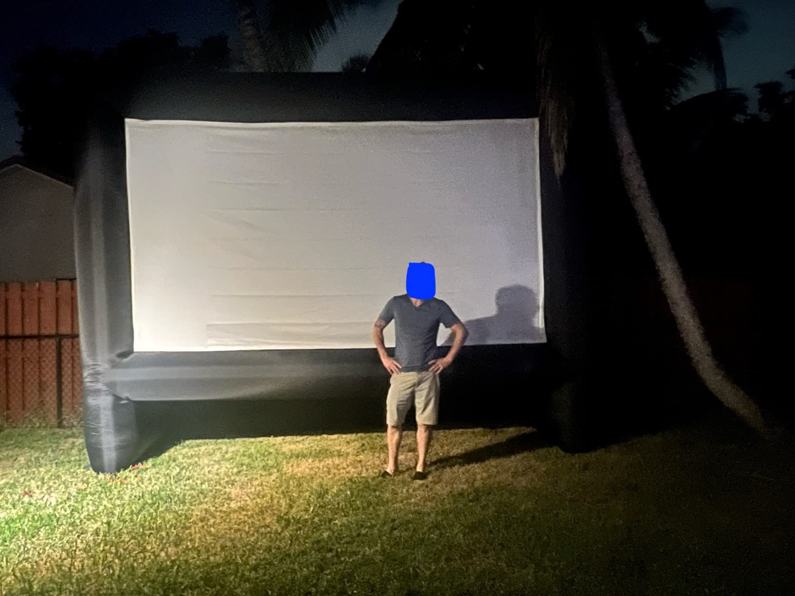20 Feet Inflatable Movie Screen Outdoor Theater Blow Up Projection Screen with Carry Bag Blower for Front and Rear Projection Home Theater Backyard Pool Fun customer photo 1