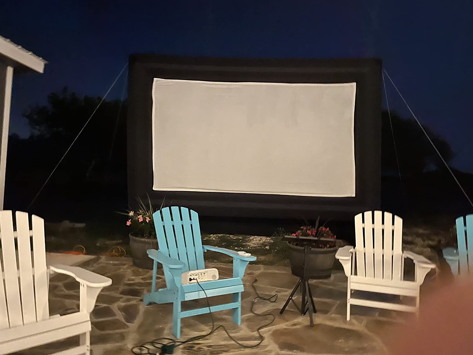 20 Feet Inflatable Movie Screen Outdoor Theater Blow Up Projection Screen with Carry Bag Blower for Front and Rear Projection Home Theater Backyard Pool Fun customer photo 2