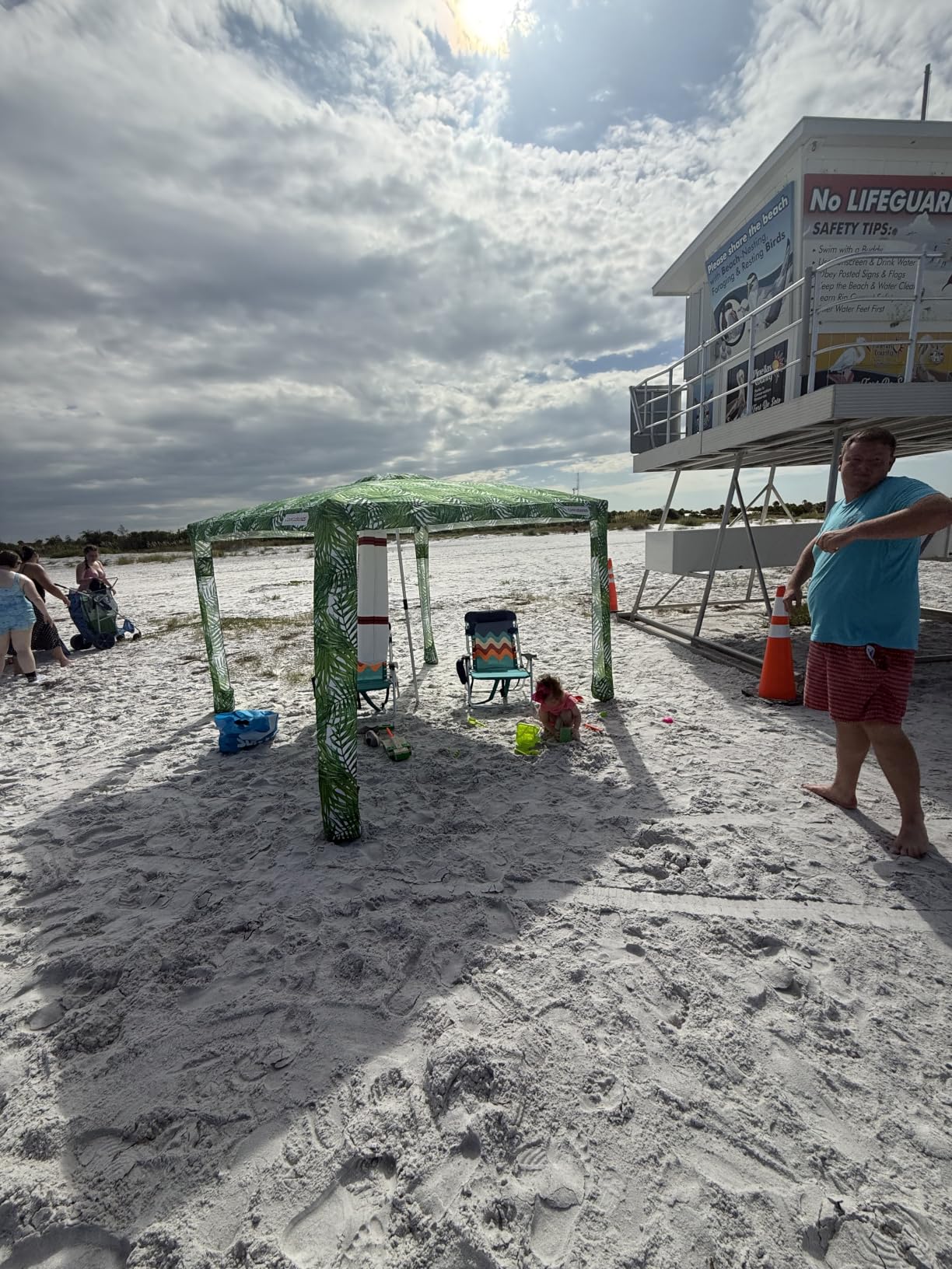 CoolCabana Beach Shade Tent - Easy Setup, UPF 50+ Protection, Large & Medium Sizes, Compact & Wind Resistant - Beach Cabana for The Whole Family - Navy Stripes, Large customer photo 2
