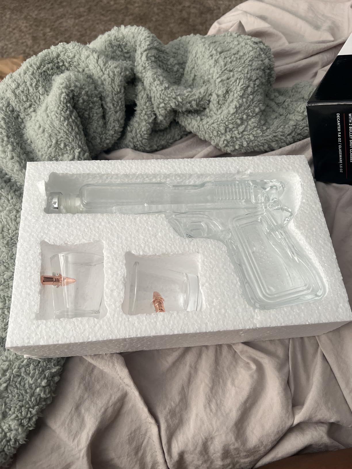 Whiskey Gun Decanter Set + 2 Bullet Glasses - Birthday Pistol Gifts for Men, Boyfriends Who Have Everything, Whiskey Gifts for Dad, Father, Husband, Boyfriend & Military Enthusiasts, Liquor Dispenser | Pistol Whiskey Decanter, Includes 2 Bullet Glasses, Unique Bar Display, Collectible for Whiskey, Bourbon & Scotch Lover customer photo 2