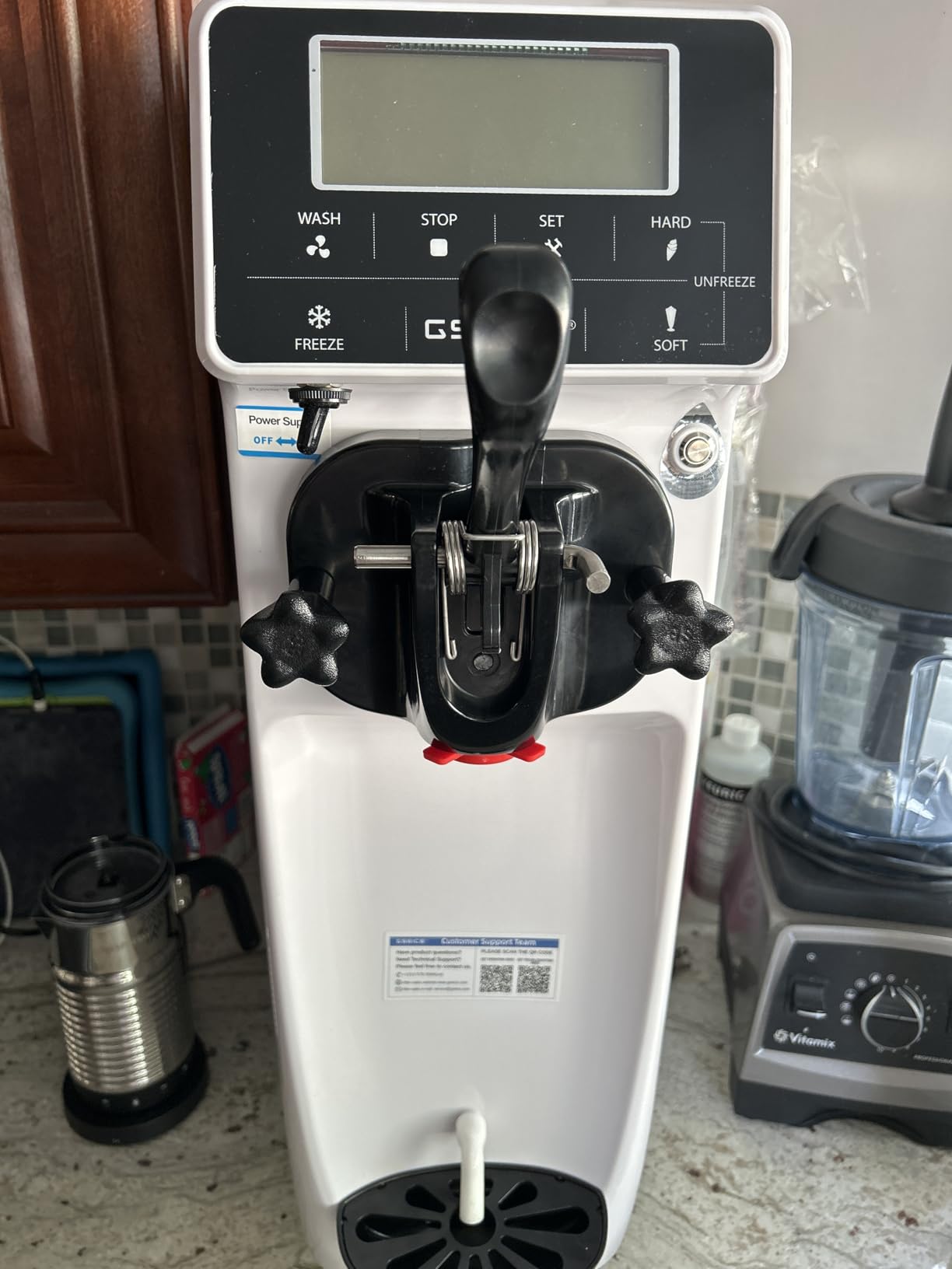 Ice Cream Maker Machine for Home, 5 Inch Screen Soft Serve Ice Cream Machine 3.5 Gals/H Single Flavor Ice Cream Maker with Pre-Cooling Soft Serve Machine with 1.6 Gals Tank for Birthday Party customer photo 1
