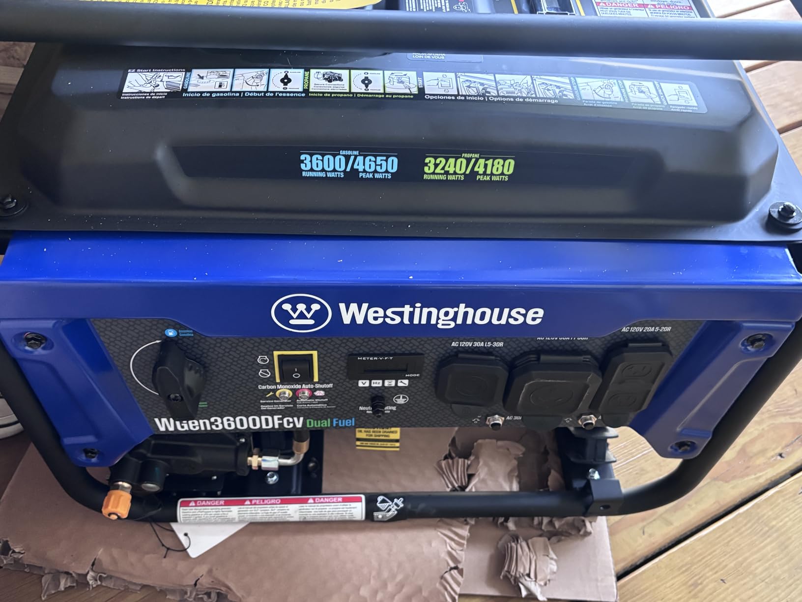 Westinghouse 4650 Peak Watt Dual Fuel Portable Generator, RV Ready 30A Outlet, Gas & Propane Powered, CO Sensor customer photo 2