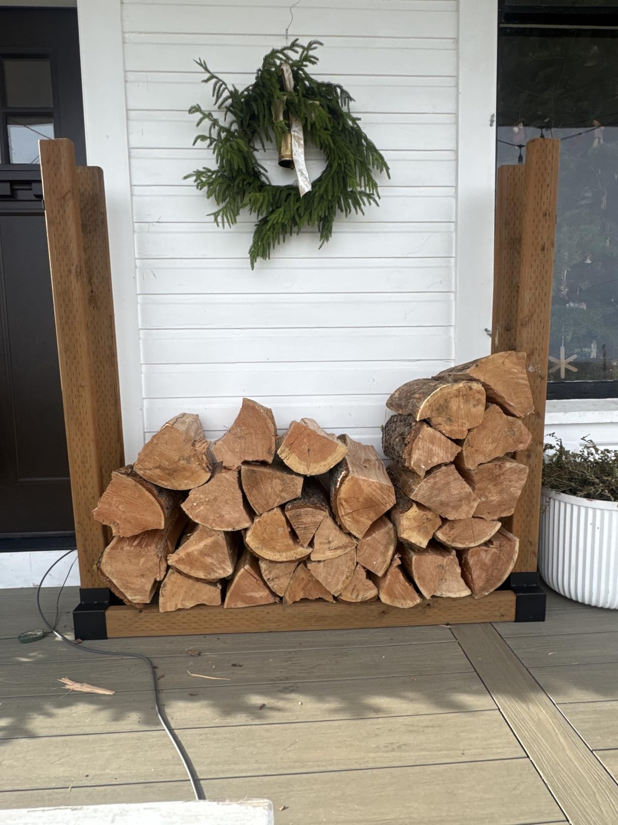 Mr IRONSTONE Firewood Rack Outdoor Indoor, Adjustable to ANY Length Firewood Log Rack Brackets Kit, Heavy Duty Fire Wood Storage Racks, Fireplace Wood Holder for Patio Deck customer photo 1