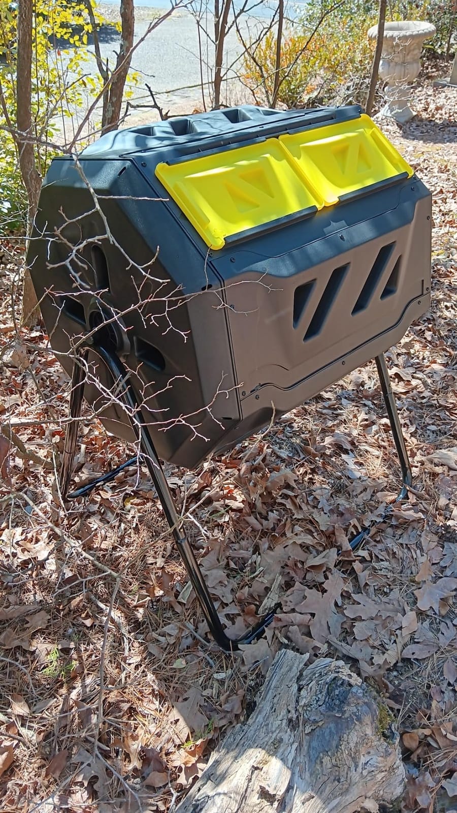 Outsunny Tumbling Compost Bin 360 Degree Dual Chamber 43 Gallon, Orange | Outdoor, Rotating Composter customer photo 2