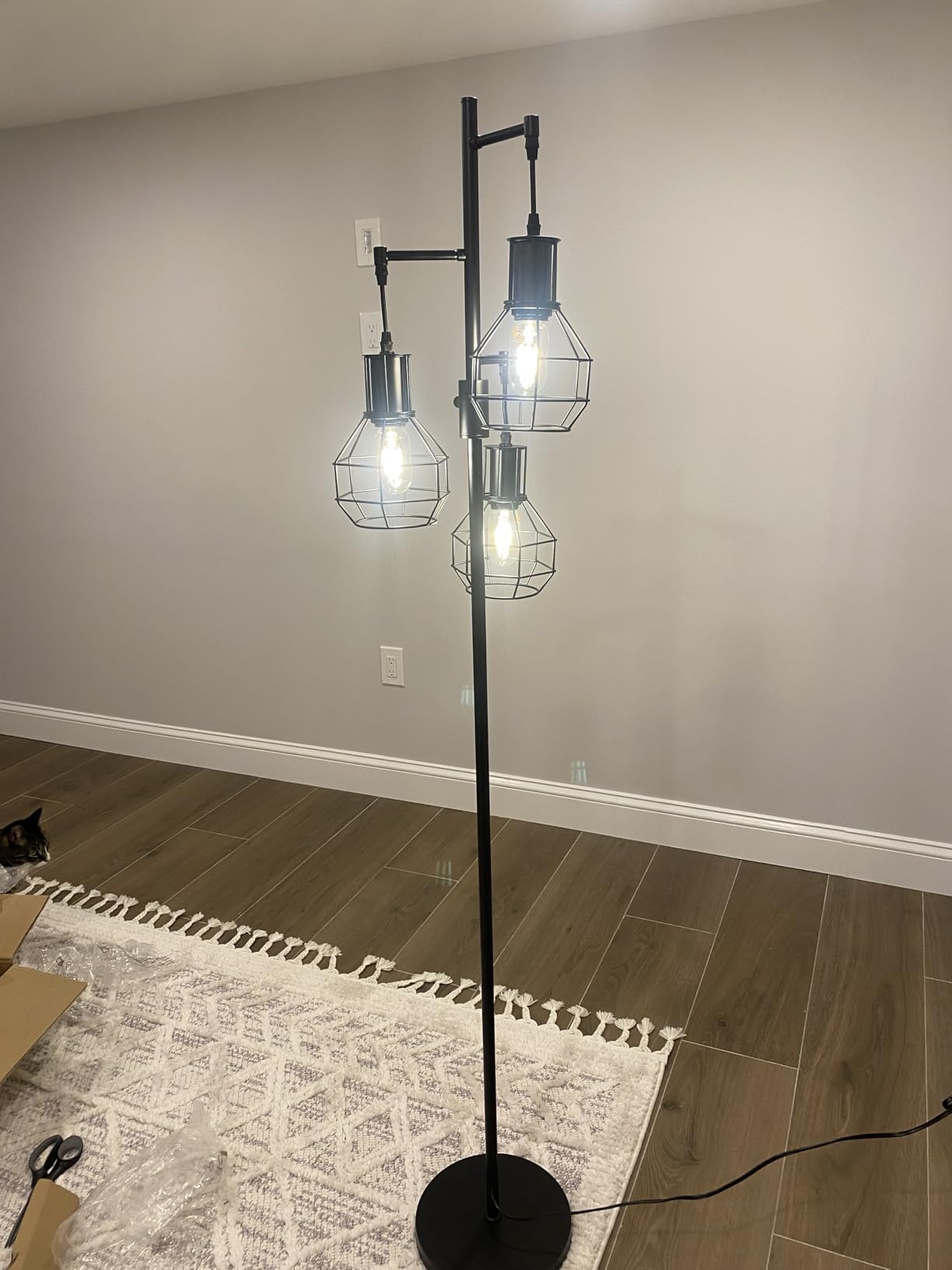 EDISHINE Industrial Farmhouse Floor Lamp, Dimmable with 3 LED Bulbs | Stepless Dimming, Black Corner Rustic Tall Tree Standing Lamp, E26, Home Decor, Ideal for Living Room, Dining Room, Bedroom customer photo 2