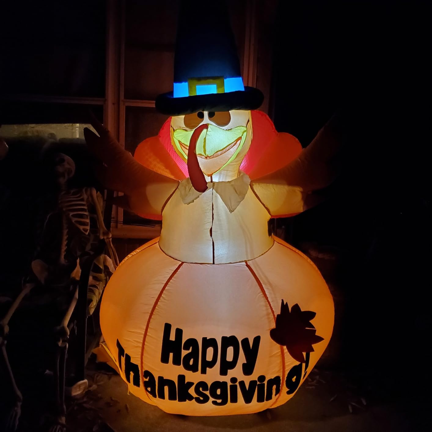 GOOSH 6 Ft Thanksgiving Inflatables Outdoor Decoration Turkey Blow Up Yard with Pumpkin Built-in LEDs for Indoor Garden Lawn Party Decor customer photo 2