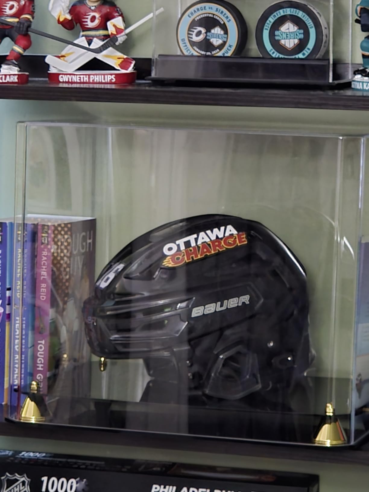 Pro Collector's Football Helmet Display Case Stand also fits Full Size Baseball, Ice Hockey, Motorcycle Helmets, One-Piece-Cover for Better Seal, Showcase with 98% UV Protection customer photo 1